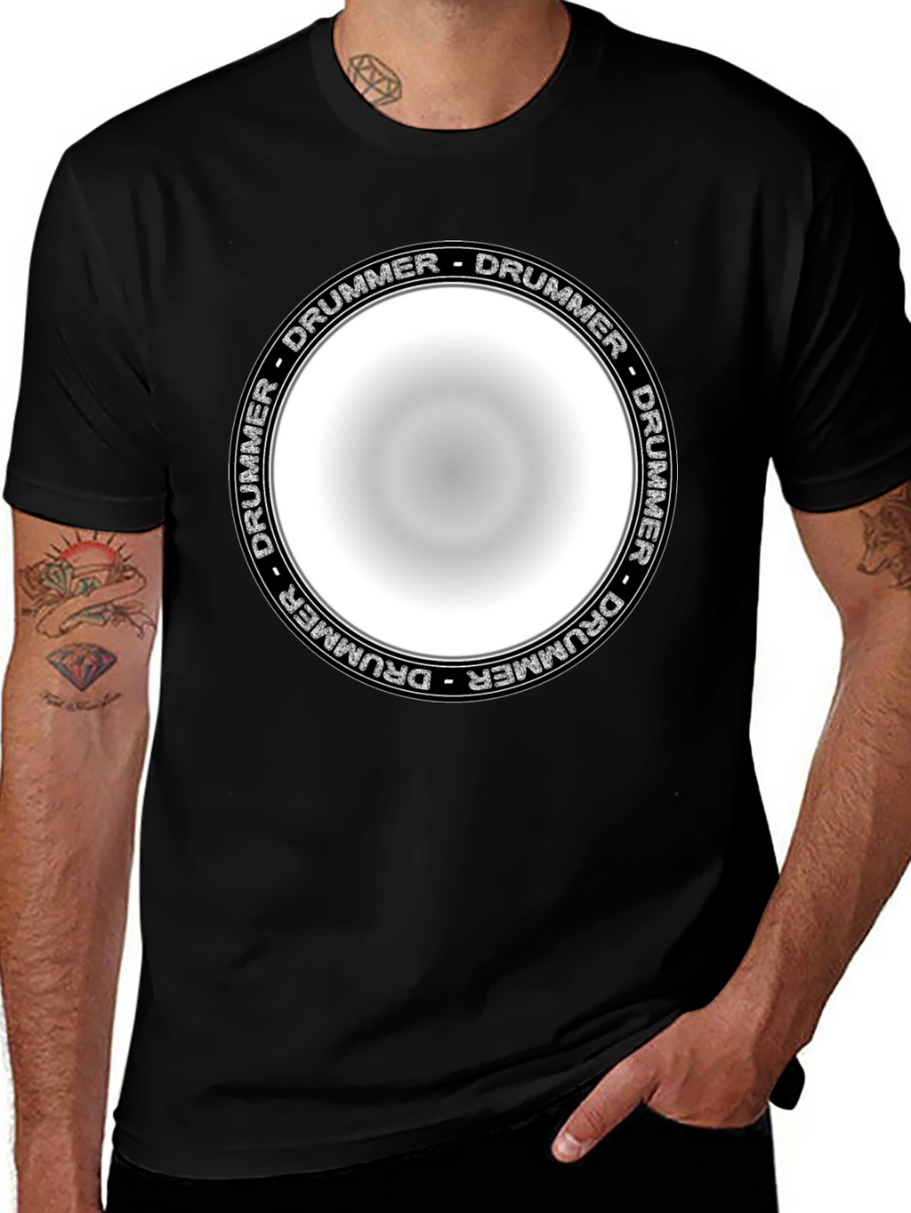 Drummer Circle Graphic T-Shirt - Unisex Black Tee