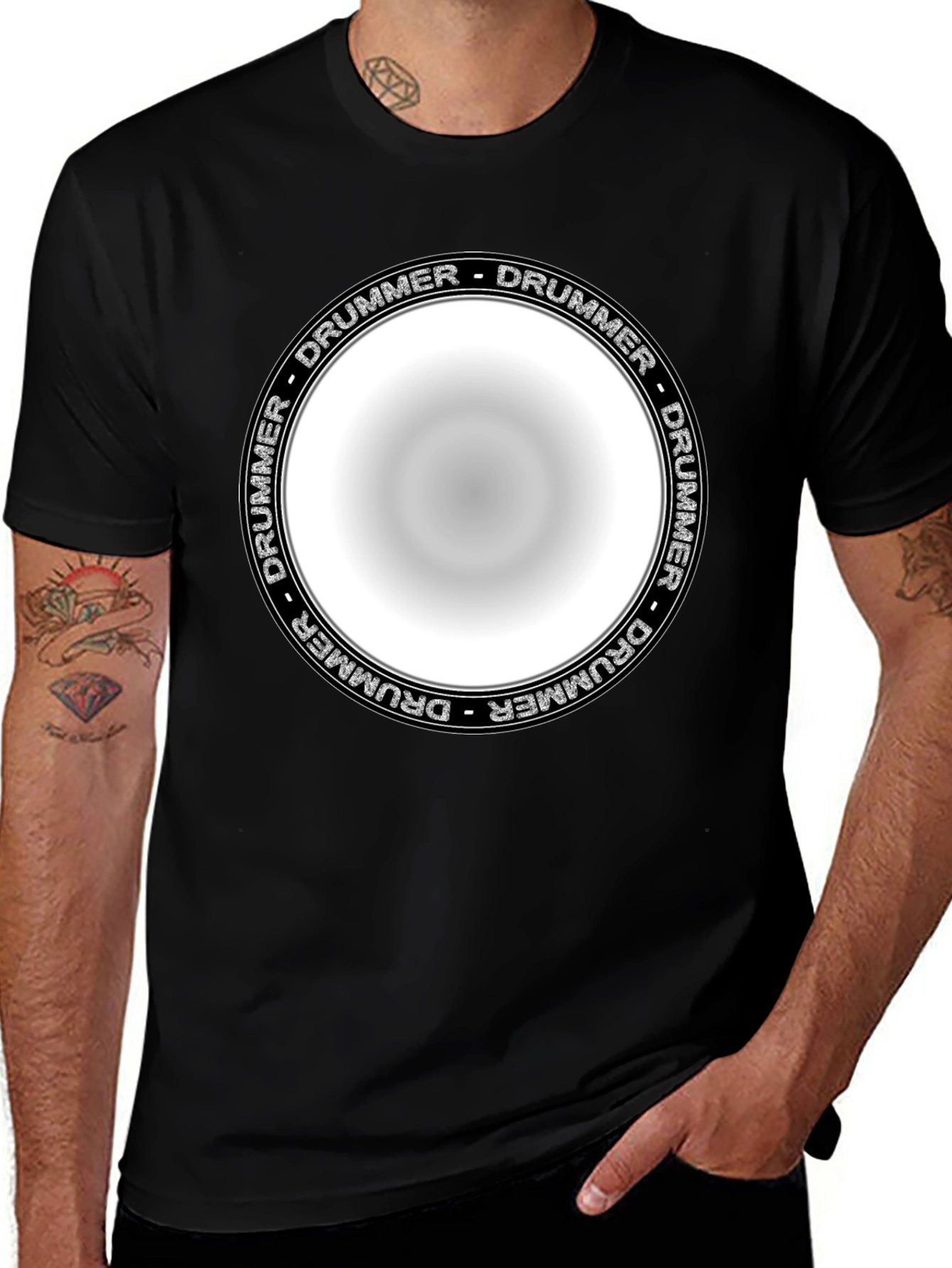 Drummer Circle Graphic T-Shirt - Unisex Black Tee