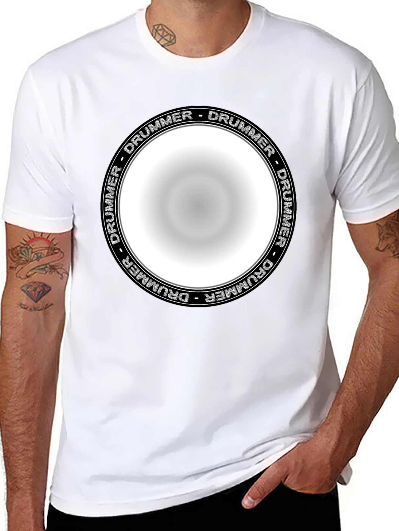 Drummer Circle Graphic T-Shirt - Unisex Black Tee