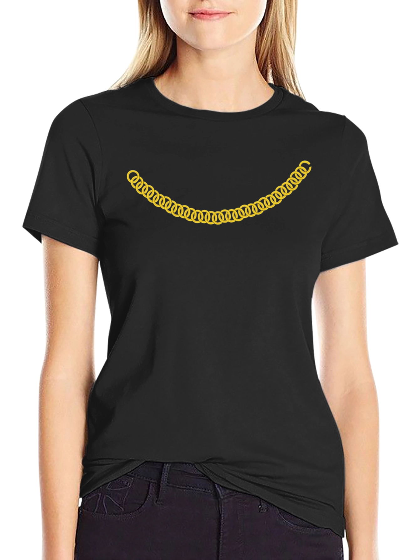 Gold Chain Smile Graphic T-Shirt