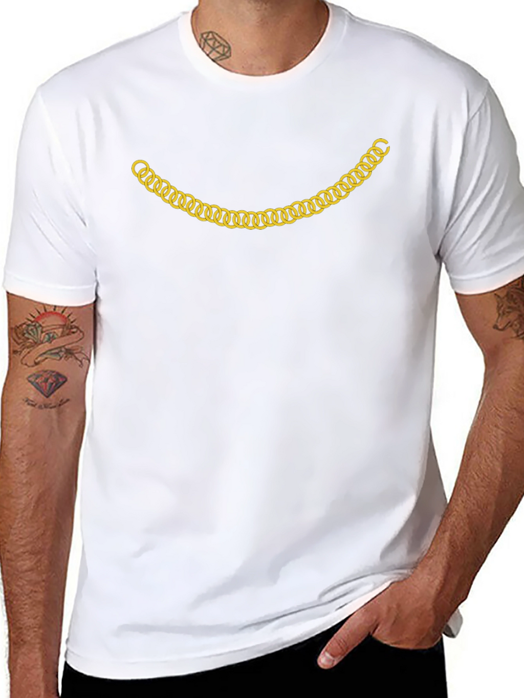 Gold Chain Smile Graphic T-Shirt