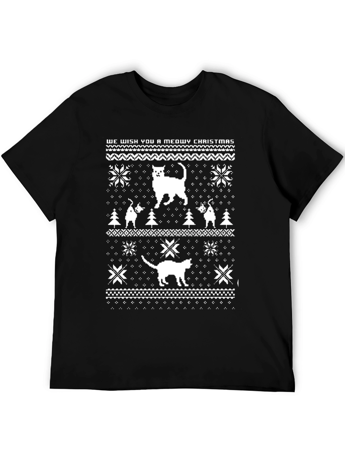 Meowy Christmas Cat Sweater Graphic Tee