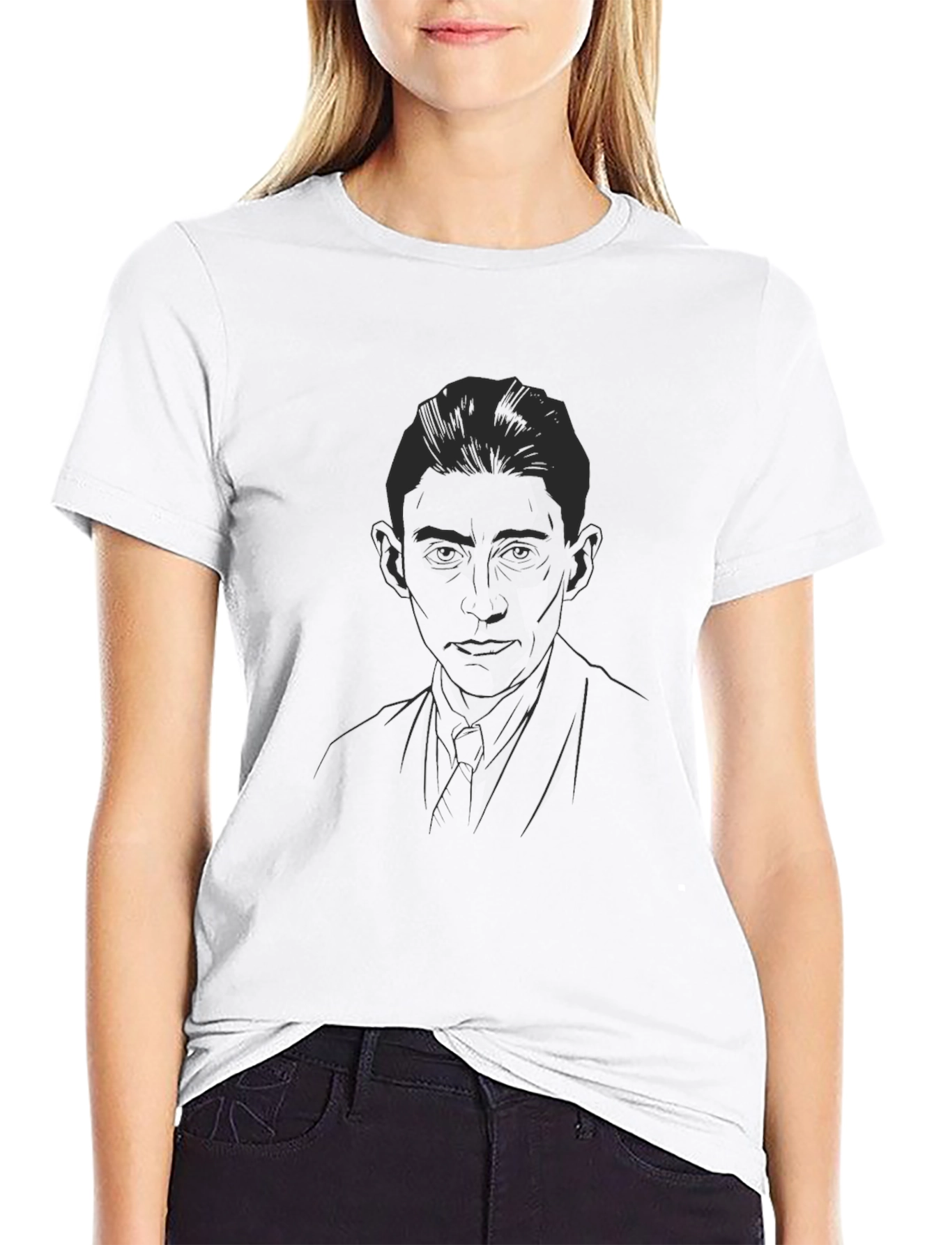 Kafka T-Shirt - Dark Line Art Design