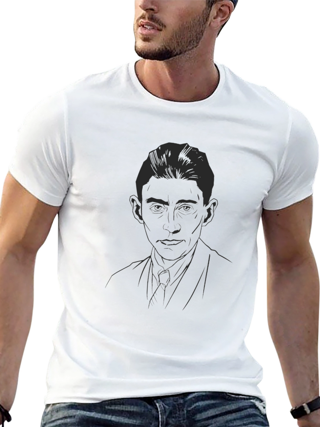 Kafka T-Shirt - Dark Line Art Design