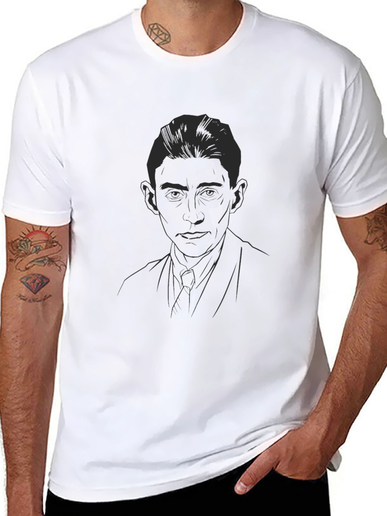 Kafka T-Shirt - Dark Line Art Design