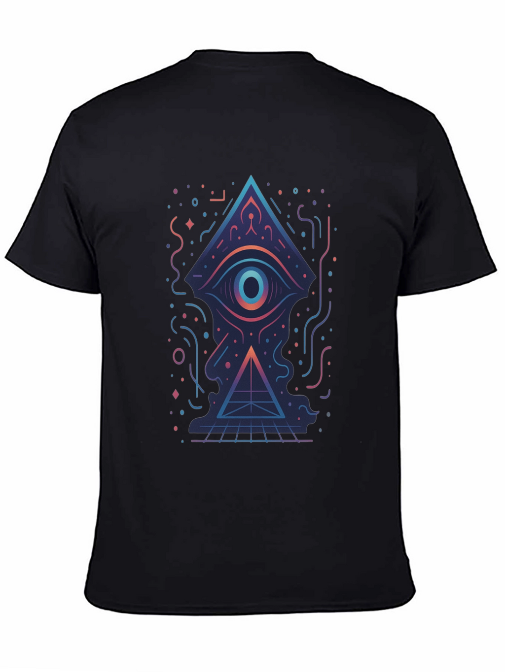 Geometric Eye Pyramid Graphic Tee - Black