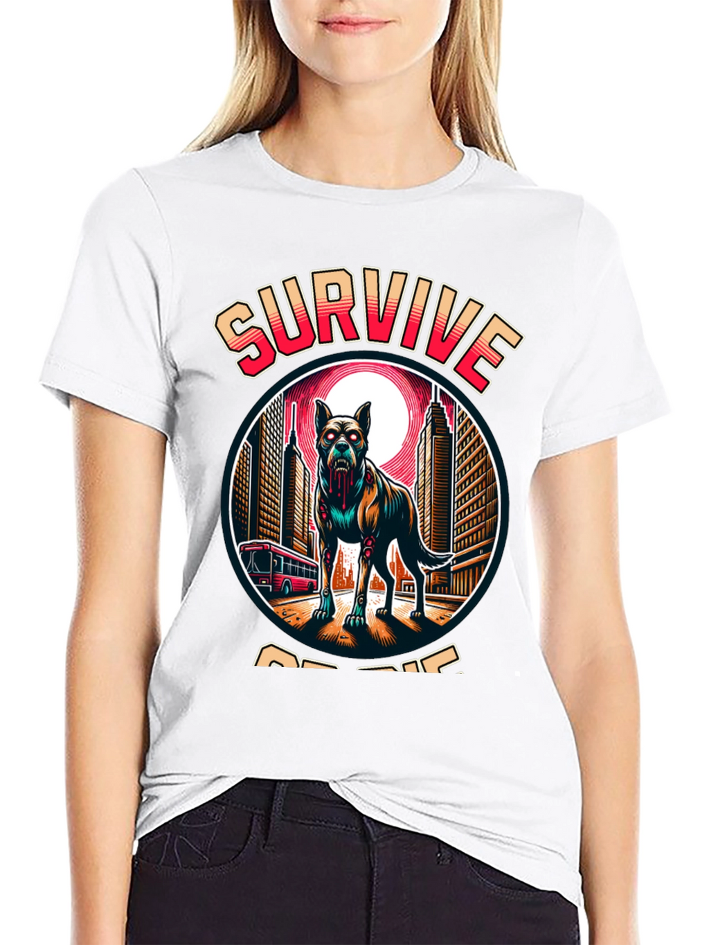 Zombie Dog “Survive or Die” T-Shirt – Edgy Apocalypse Graphic Tee