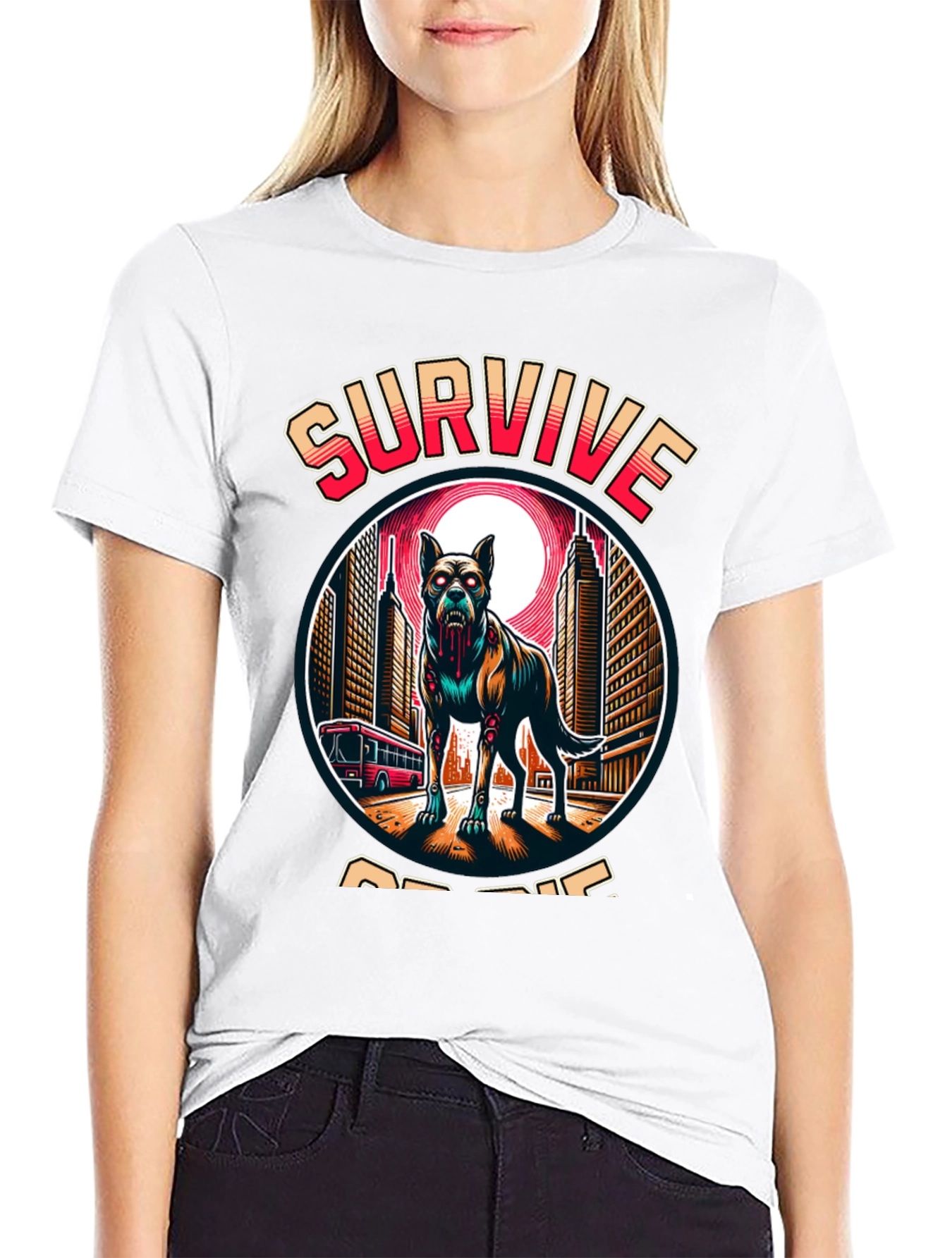 Zombie Dog “Survive or Die” T-Shirt – Edgy Apocalypse Graphic Tee