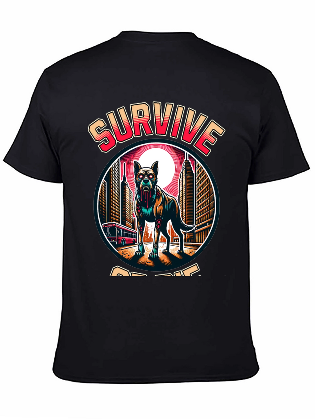 Zombie Dog “Survive or Die” T-Shirt – Edgy Apocalypse Graphic Tee