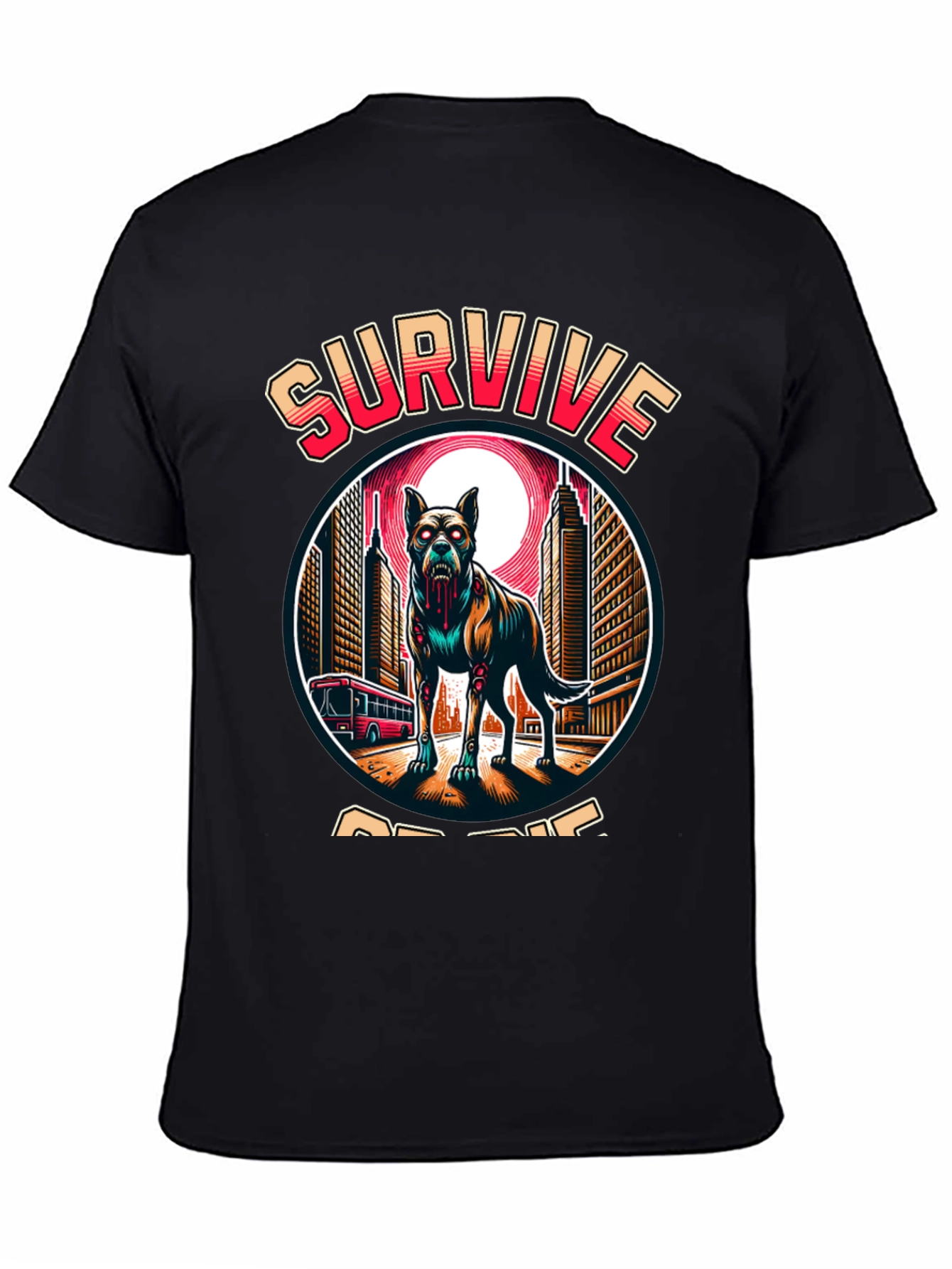 Zombie Dog “Survive or Die” T-Shirt – Edgy Apocalypse Graphic Tee
