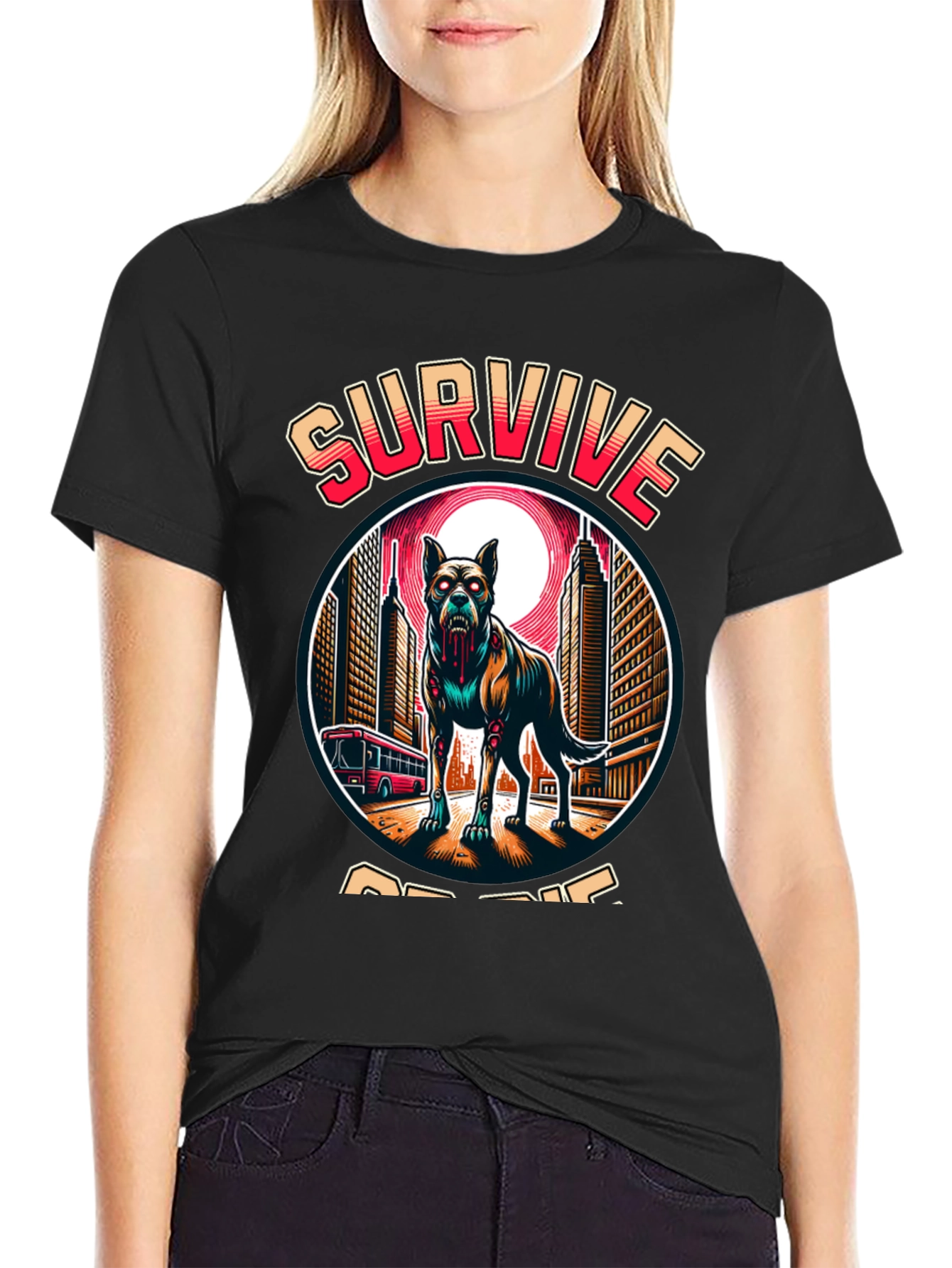 Zombie Dog “Survive or Die” T-Shirt – Edgy Apocalypse Graphic Tee