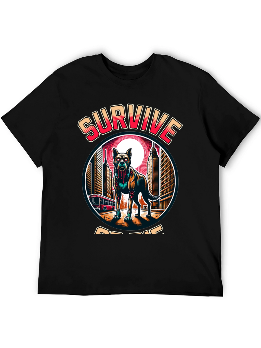 Zombie Dog “Survive or Die” T-Shirt – Edgy Apocalypse Graphic Tee