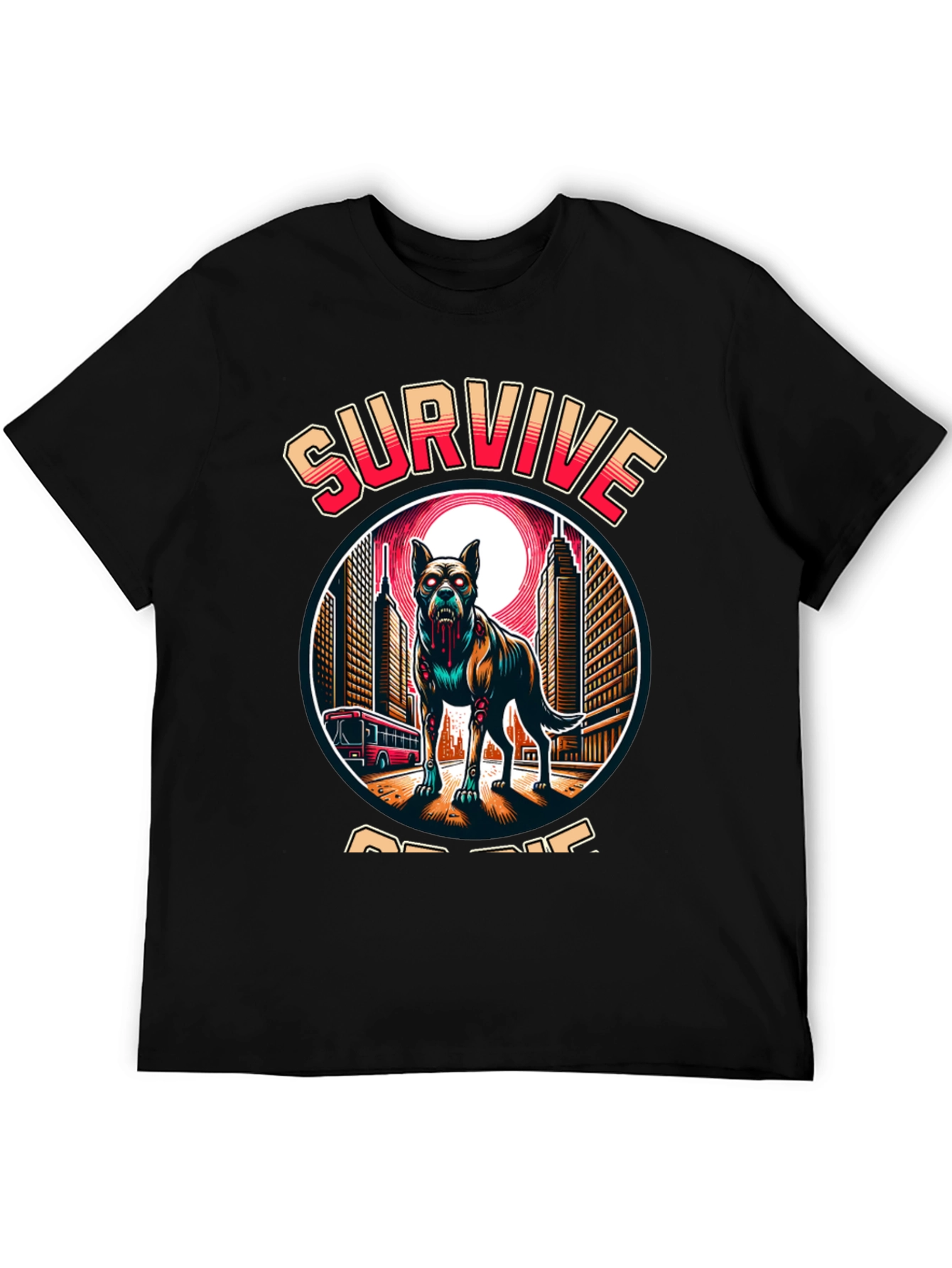 Zombie Dog “Survive or Die” T-Shirt – Edgy Apocalypse Graphic Tee