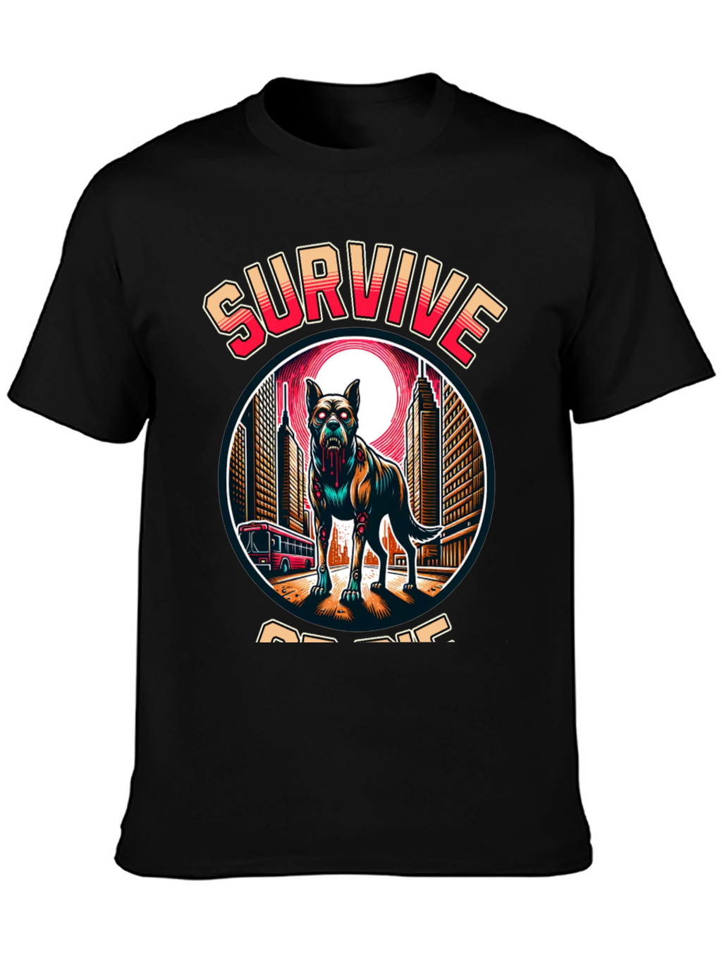 Zombie Dog “Survive or Die” T-Shirt – Edgy Apocalypse Graphic Tee