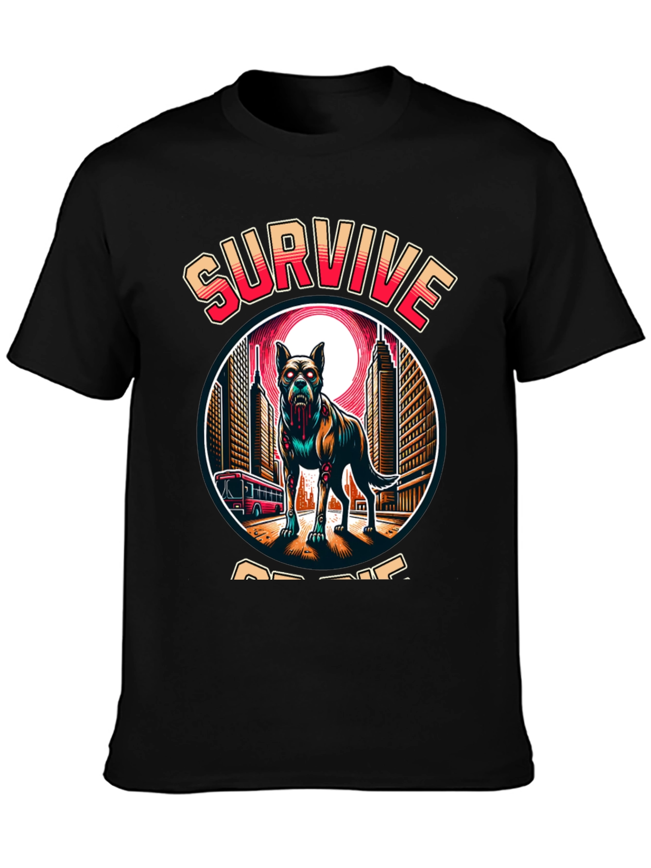 Zombie Dog “Survive or Die” T-Shirt – Edgy Apocalypse Graphic Tee