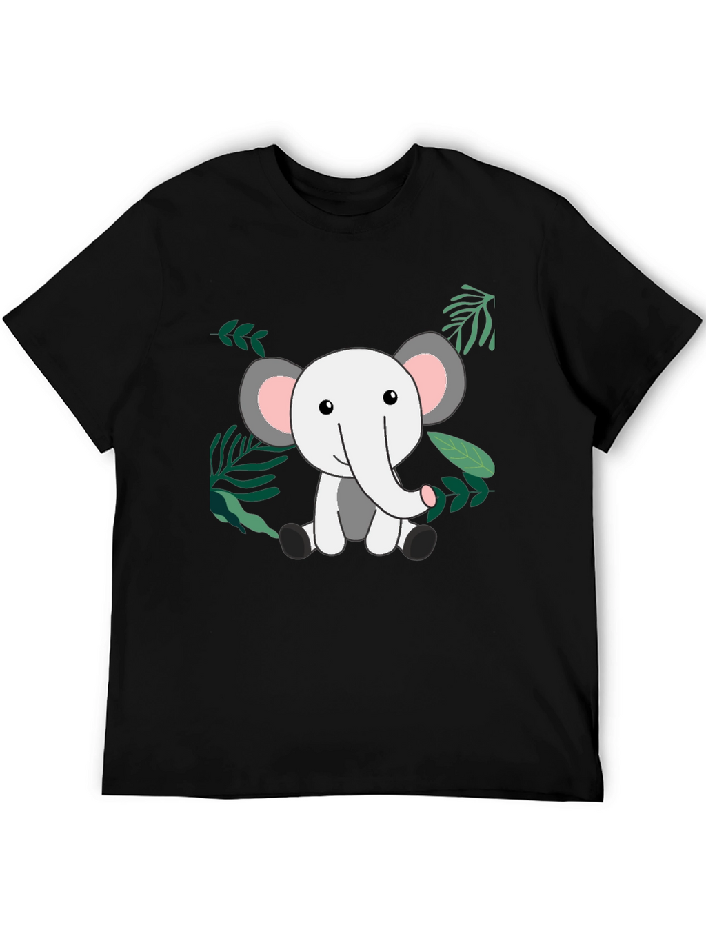 Cute Elephant Jungle Tee - Black