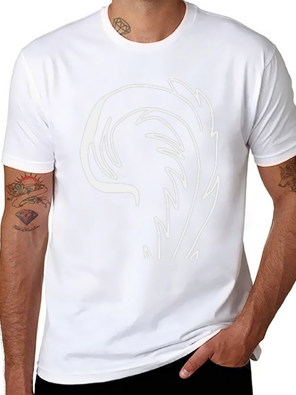 Modern Leaf Design Black Tee