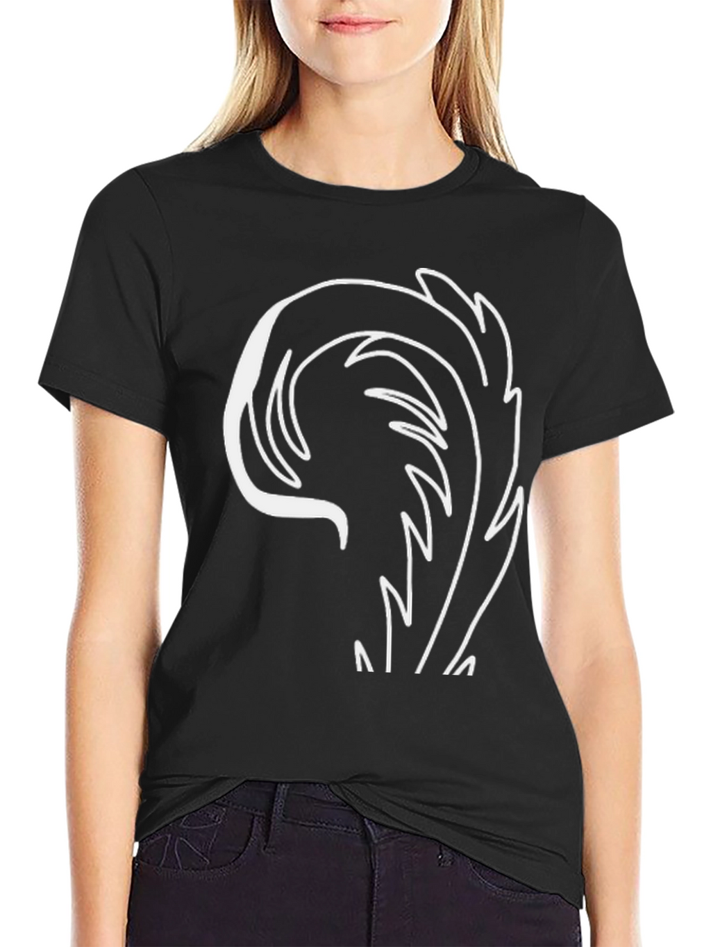 Modern Leaf Design Black Tee