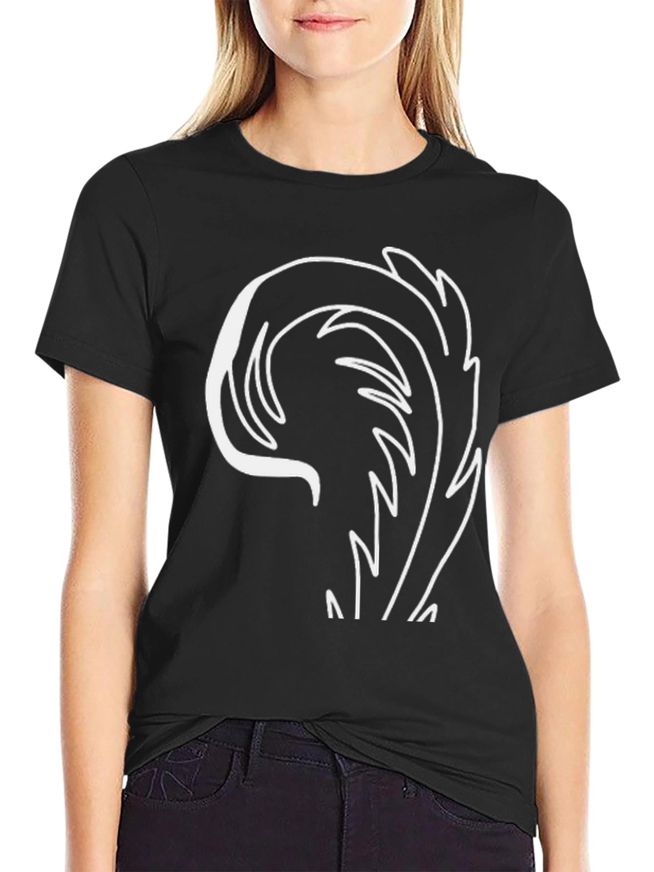 Modern Leaf Design Black Tee