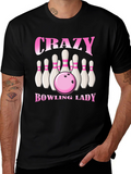 Crazy Bowling Lady T-Shirt - Black