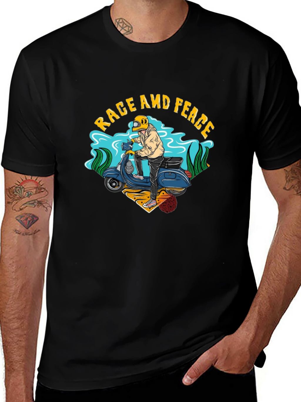 Rage and Peace Scooter Graphic T-Shirt