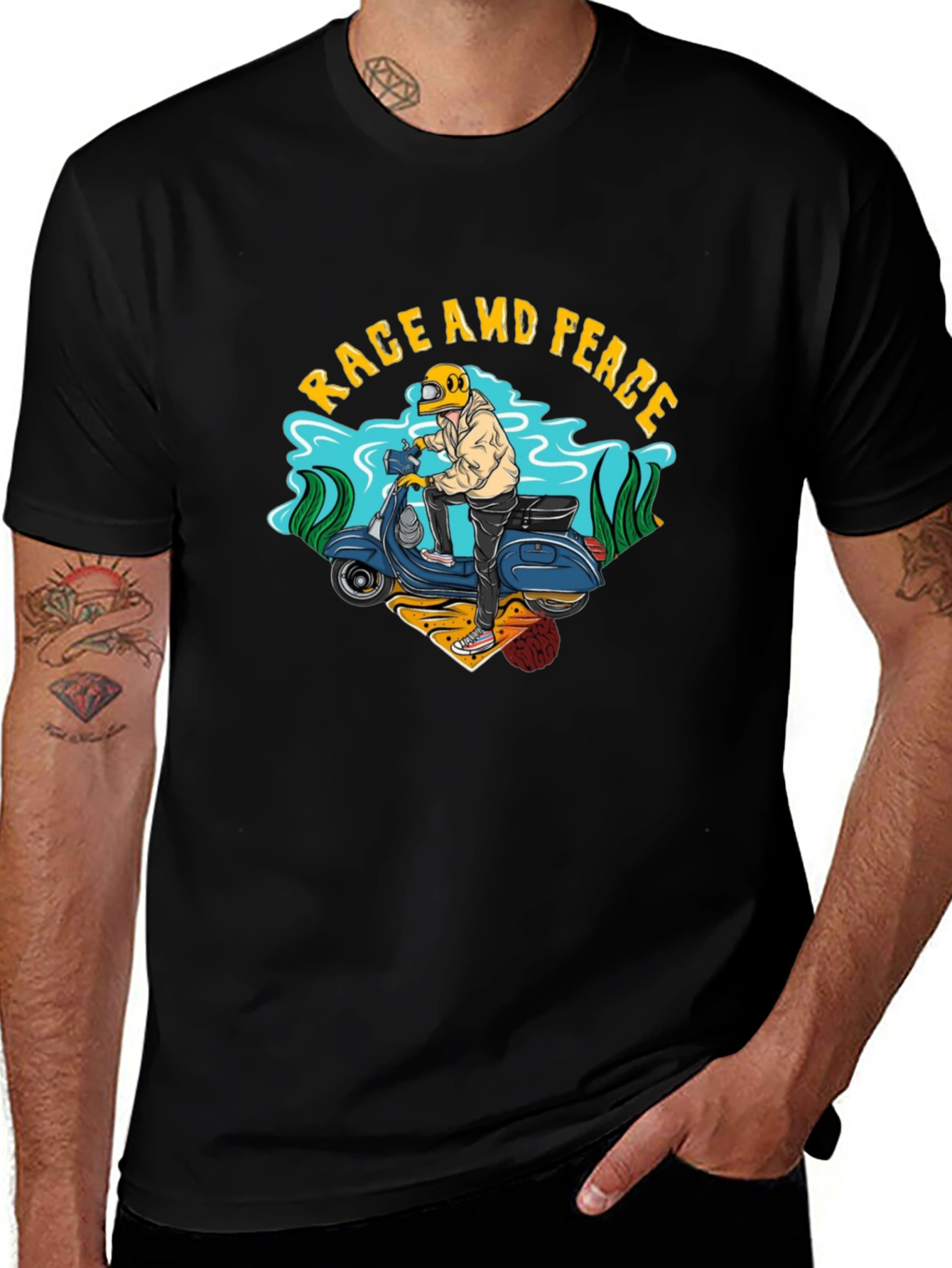 Rage and Peace Scooter Graphic T-Shirt