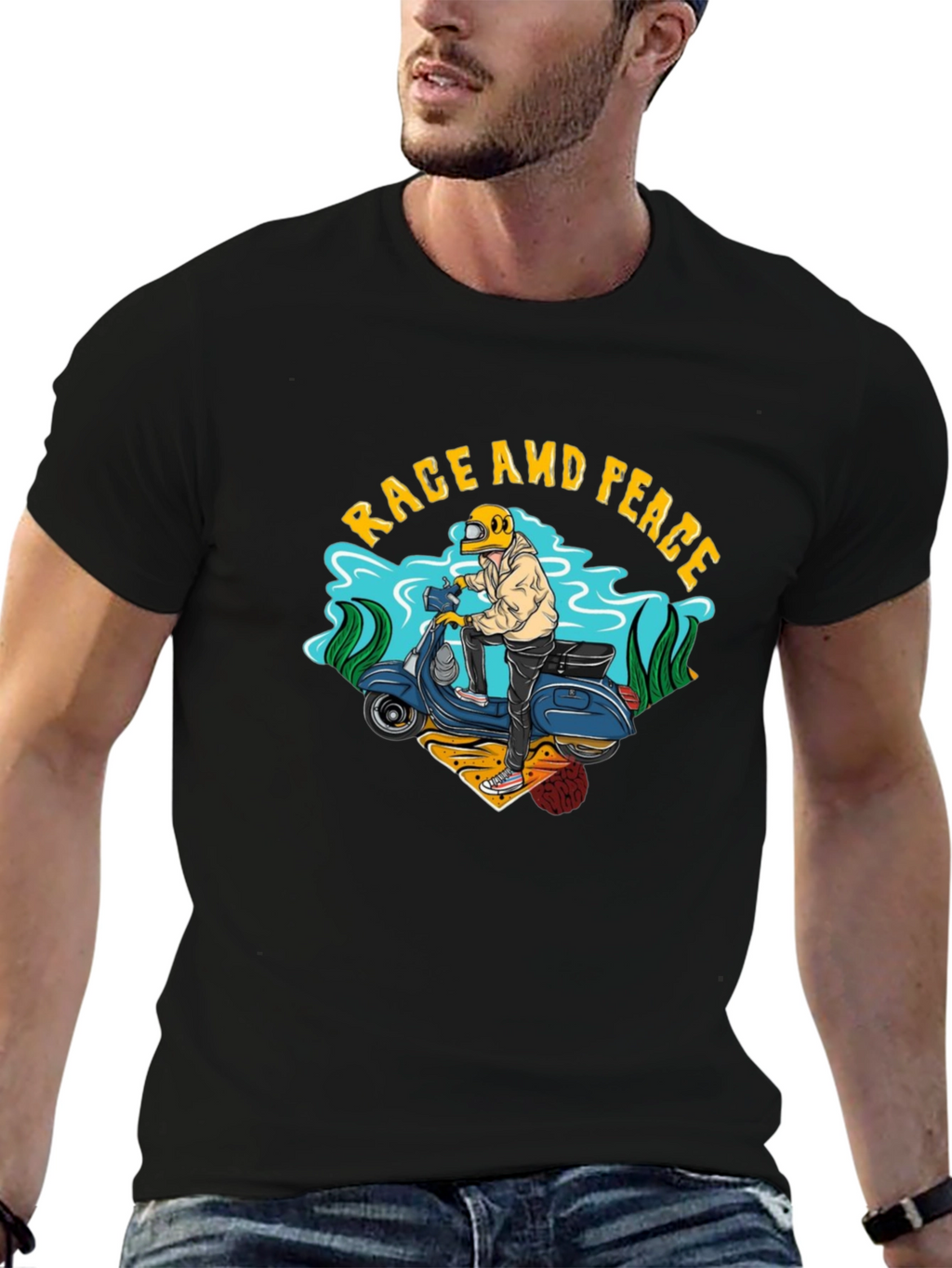 Rage and Peace Scooter Graphic T-Shirt