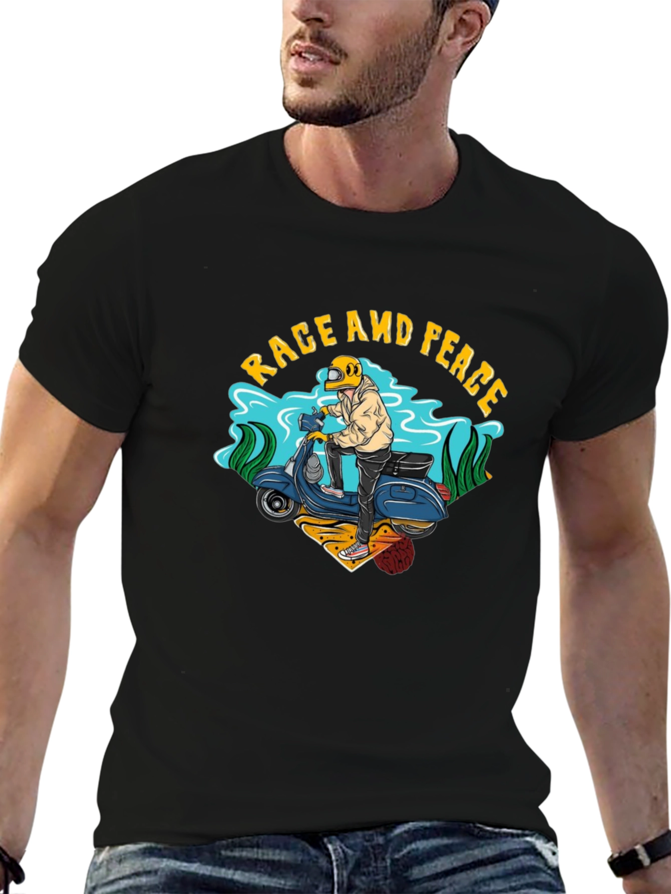 Rage and Peace Scooter Graphic T-Shirt