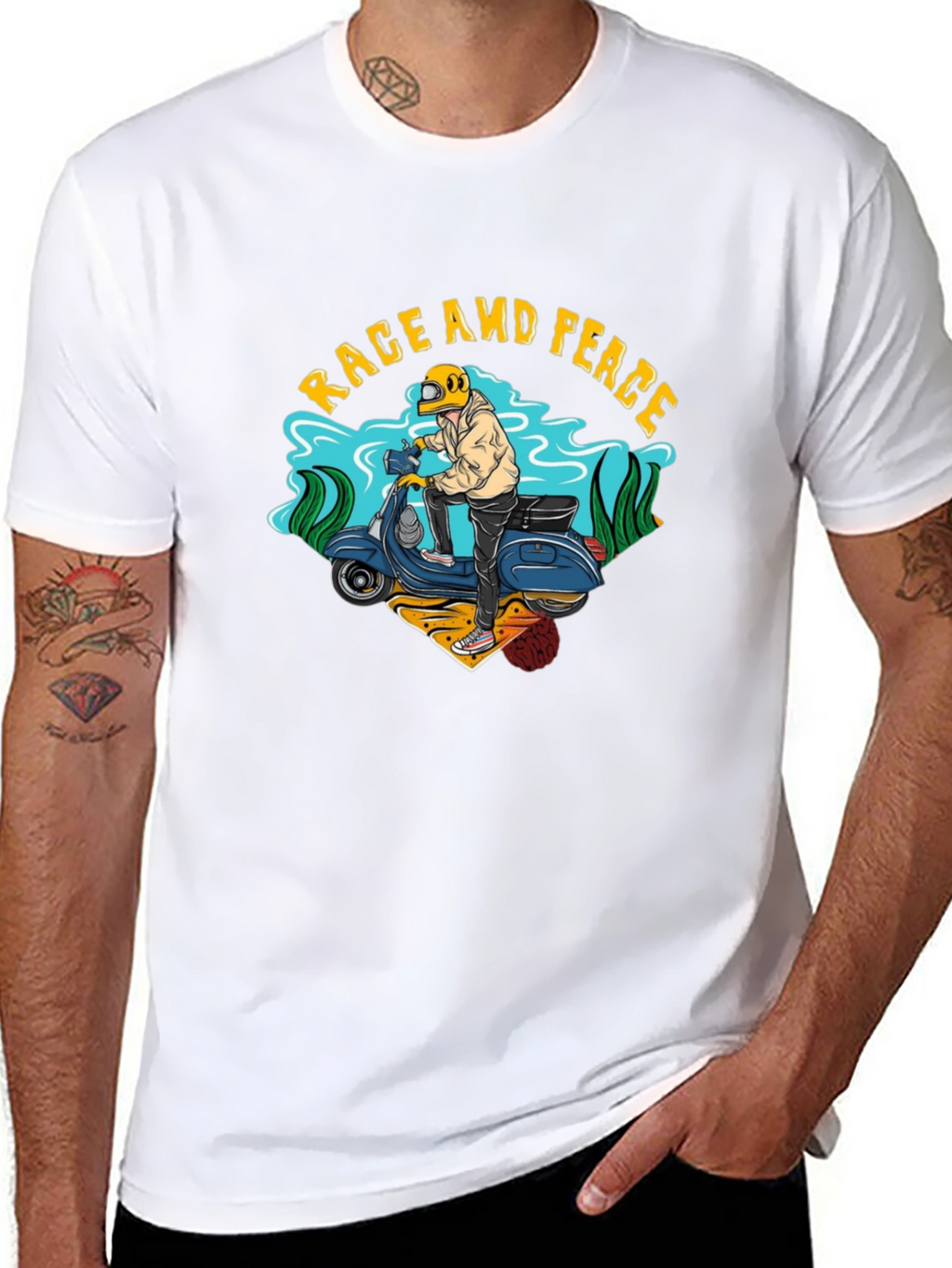 Rage and Peace Scooter Graphic T-Shirt