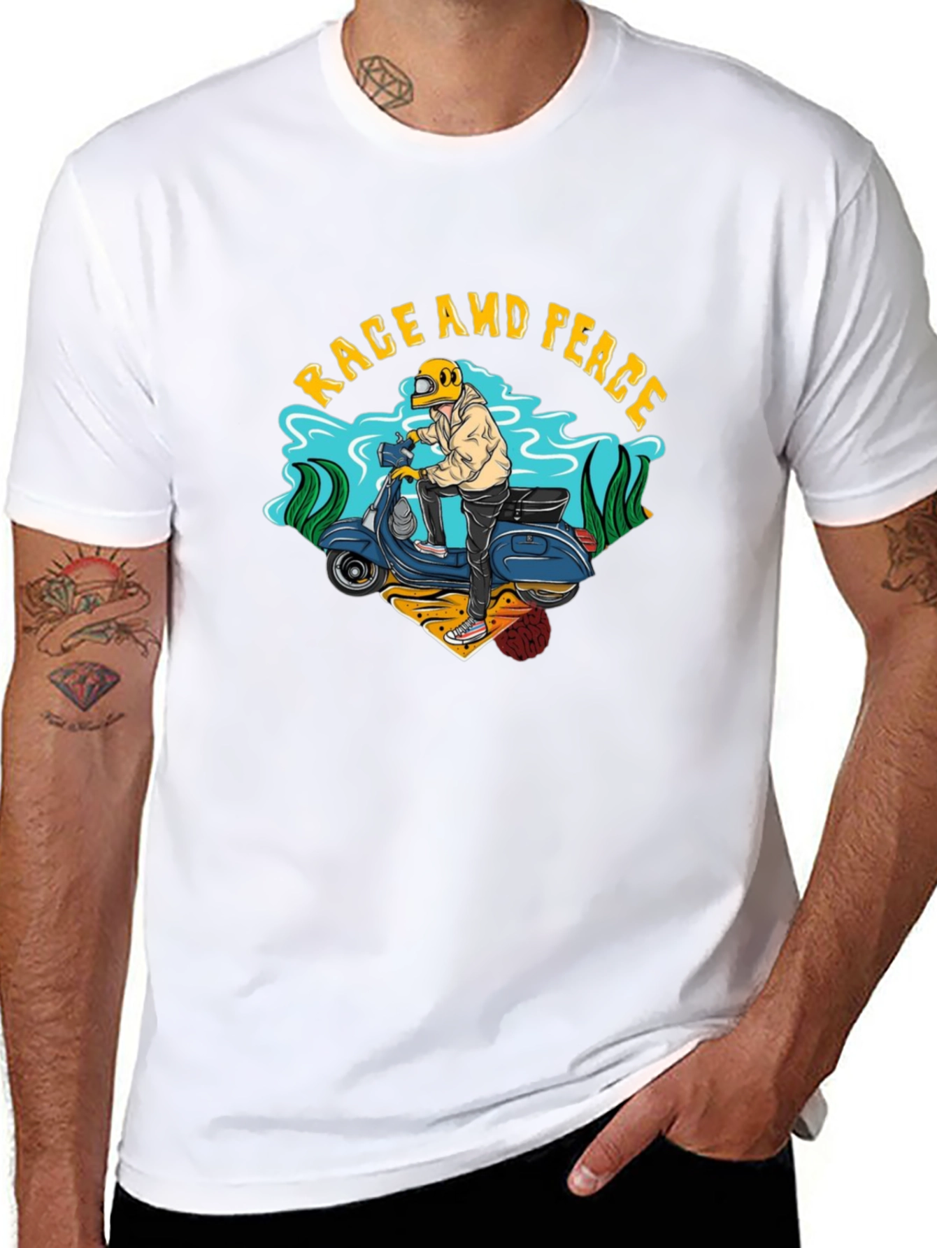 Rage and Peace Scooter Graphic T-Shirt