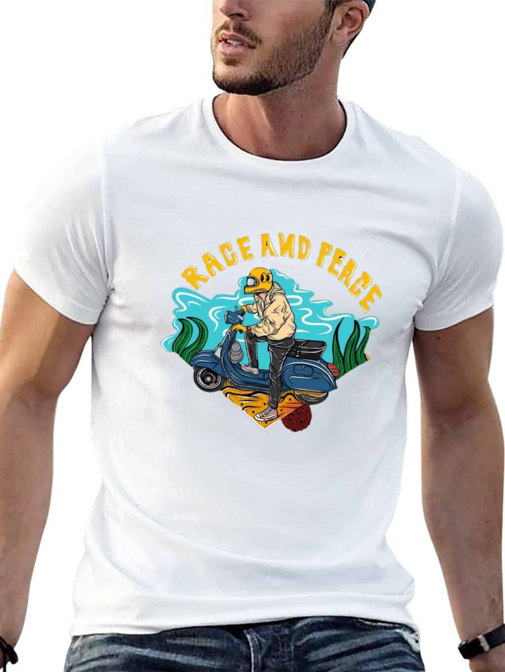 Rage and Peace Scooter Graphic T-Shirt