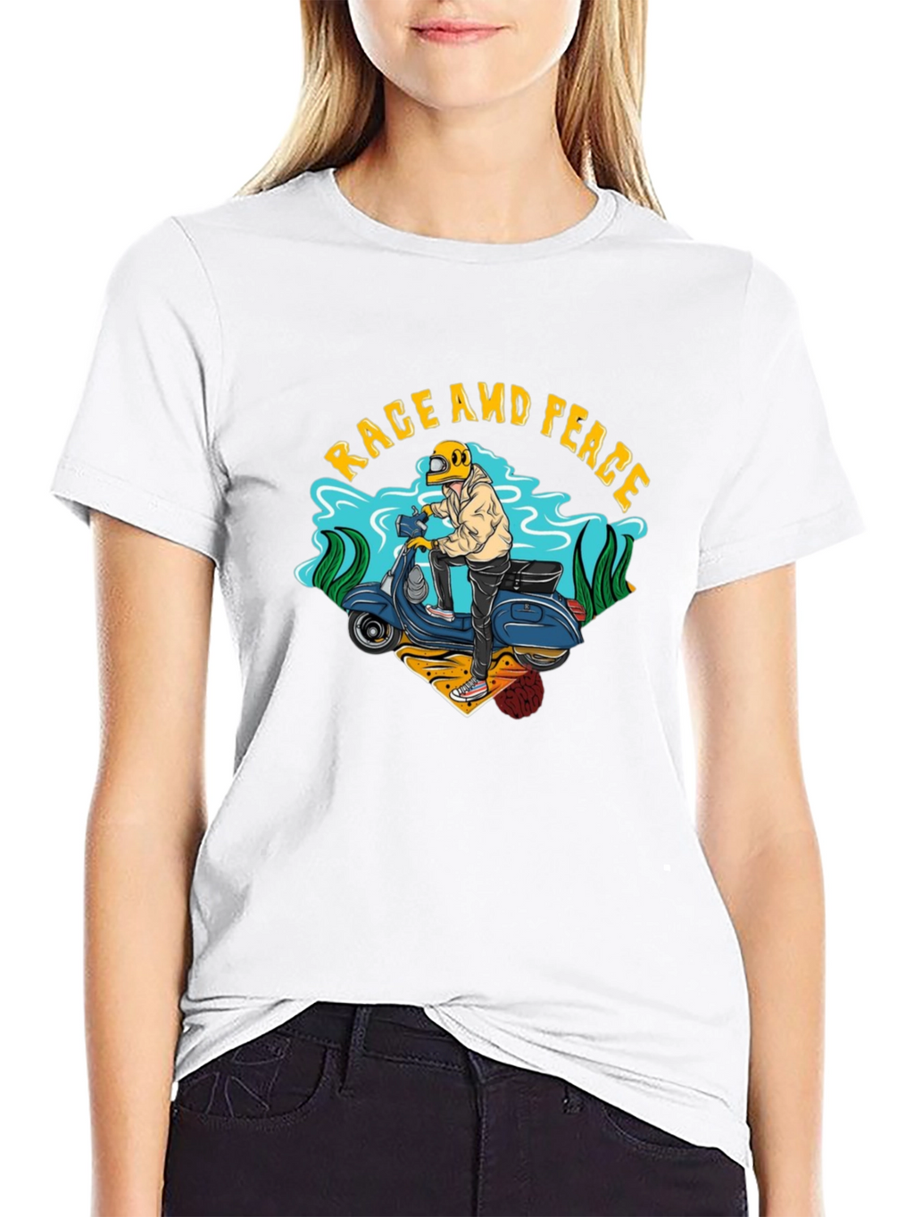 Rage and Peace Scooter Graphic T-Shirt