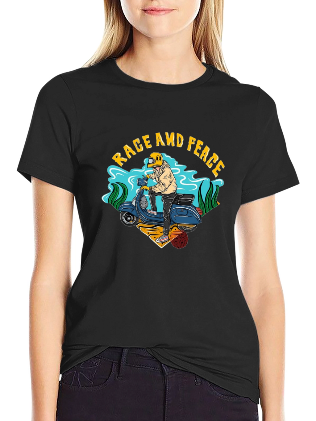 Rage and Peace Scooter Graphic T-Shirt