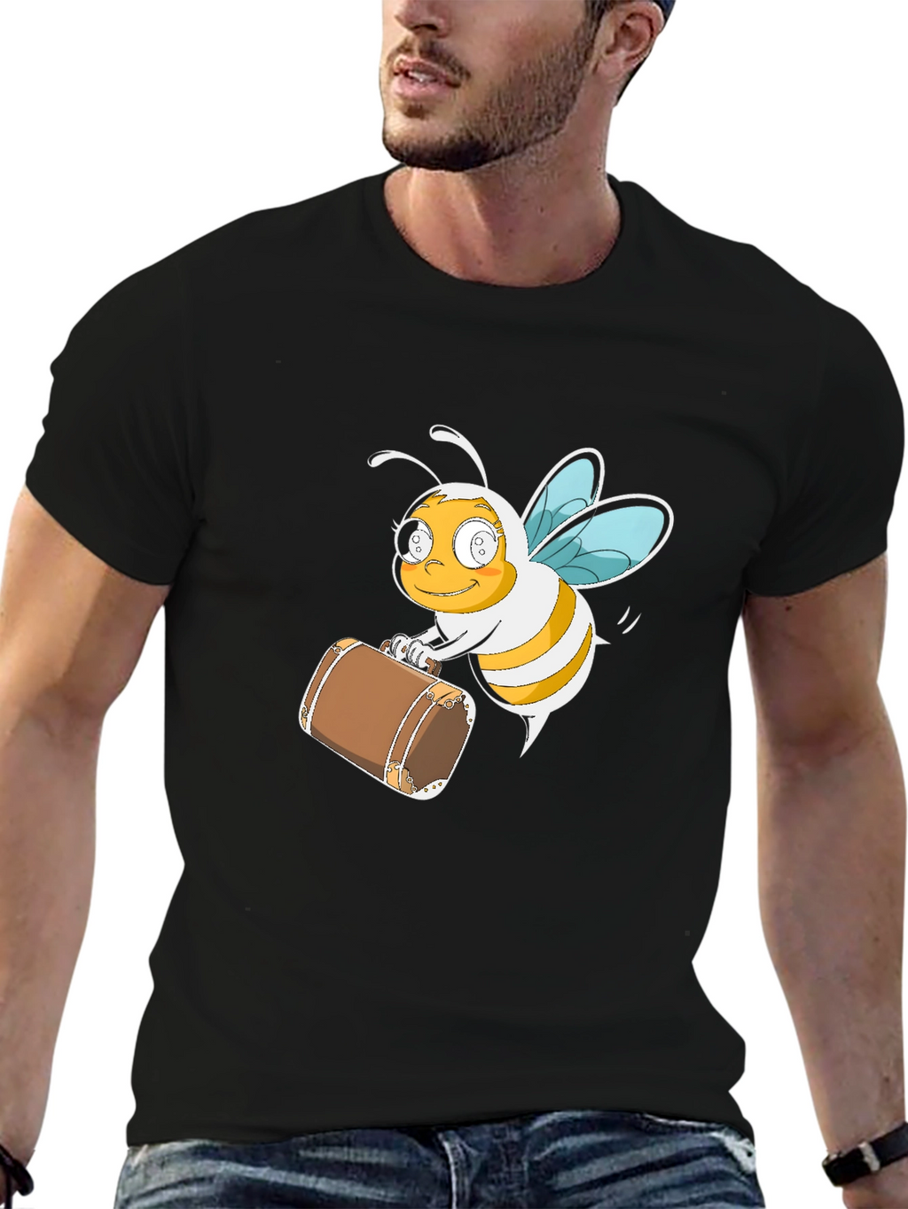 Bee Travel T-Shirt - Black Cotton Tee