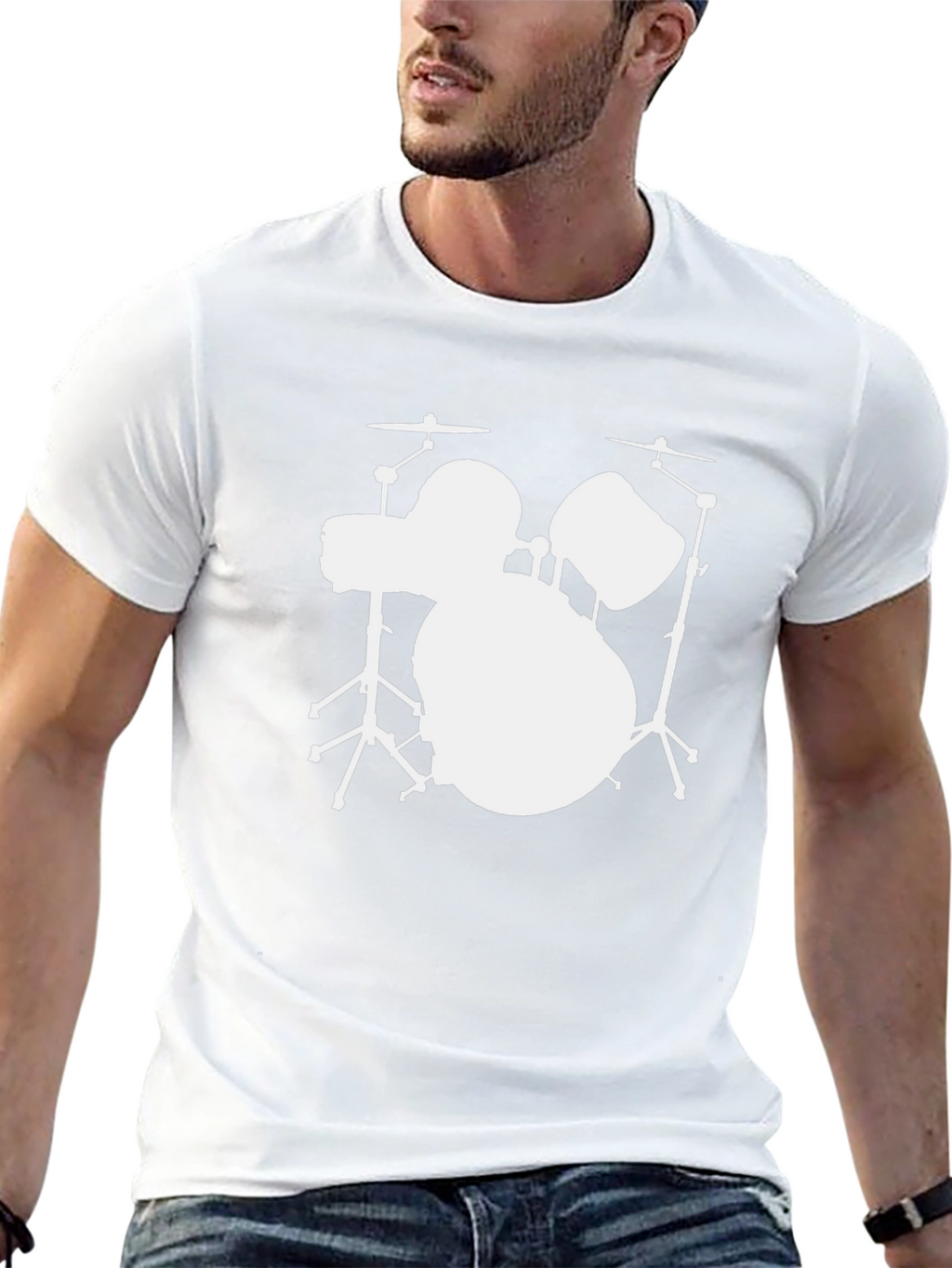 Drum Set Graphic Tee - Black Cotton Shirt