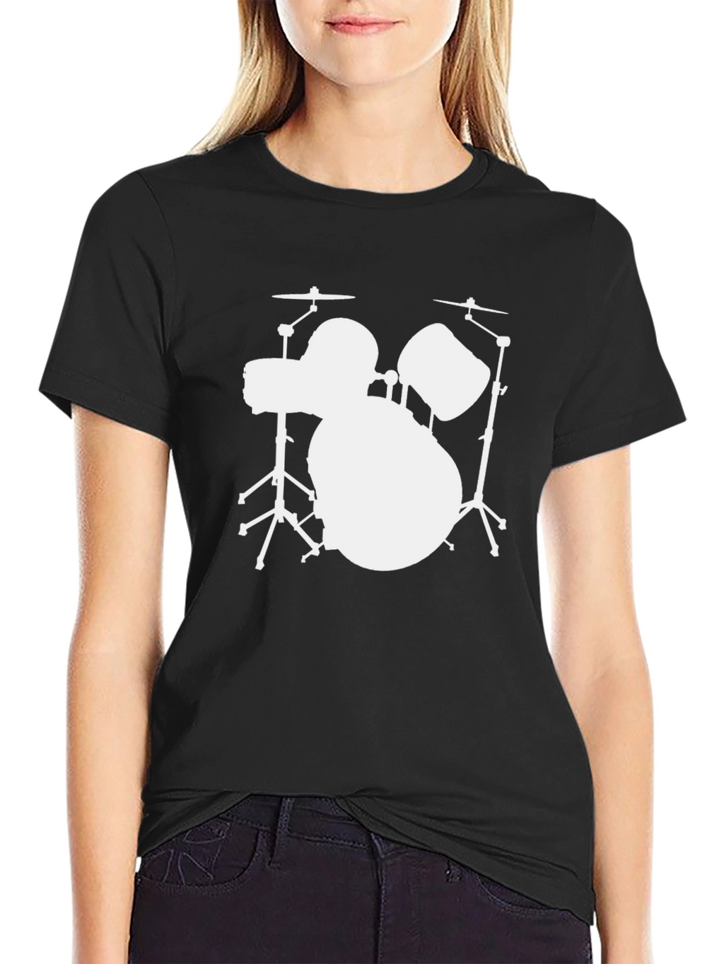 Drum Set Graphic Tee - Black Cotton Shirt