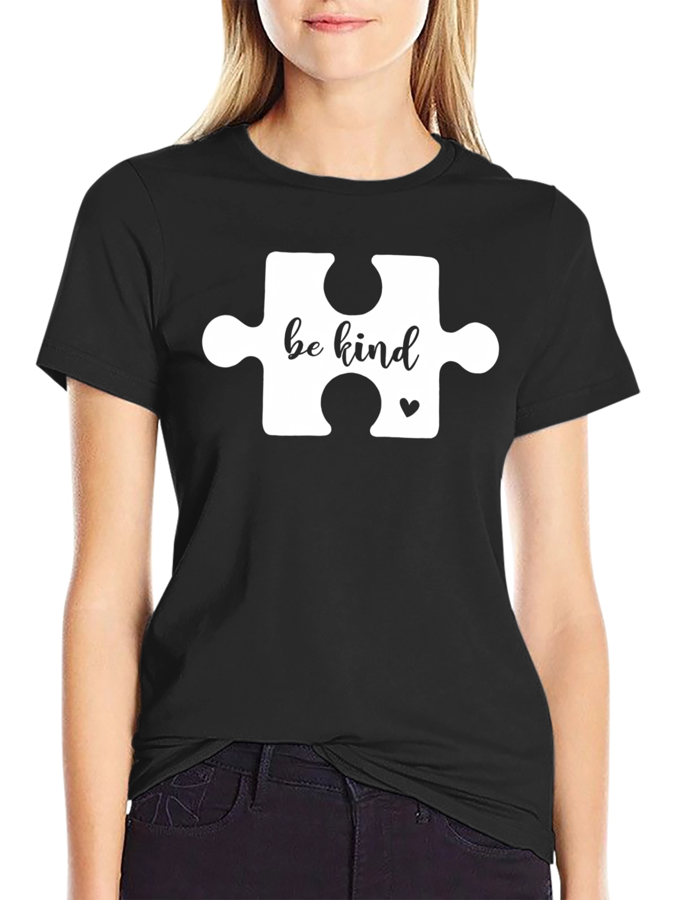 Be Kind Puzzle Piece T-Shirt - Black