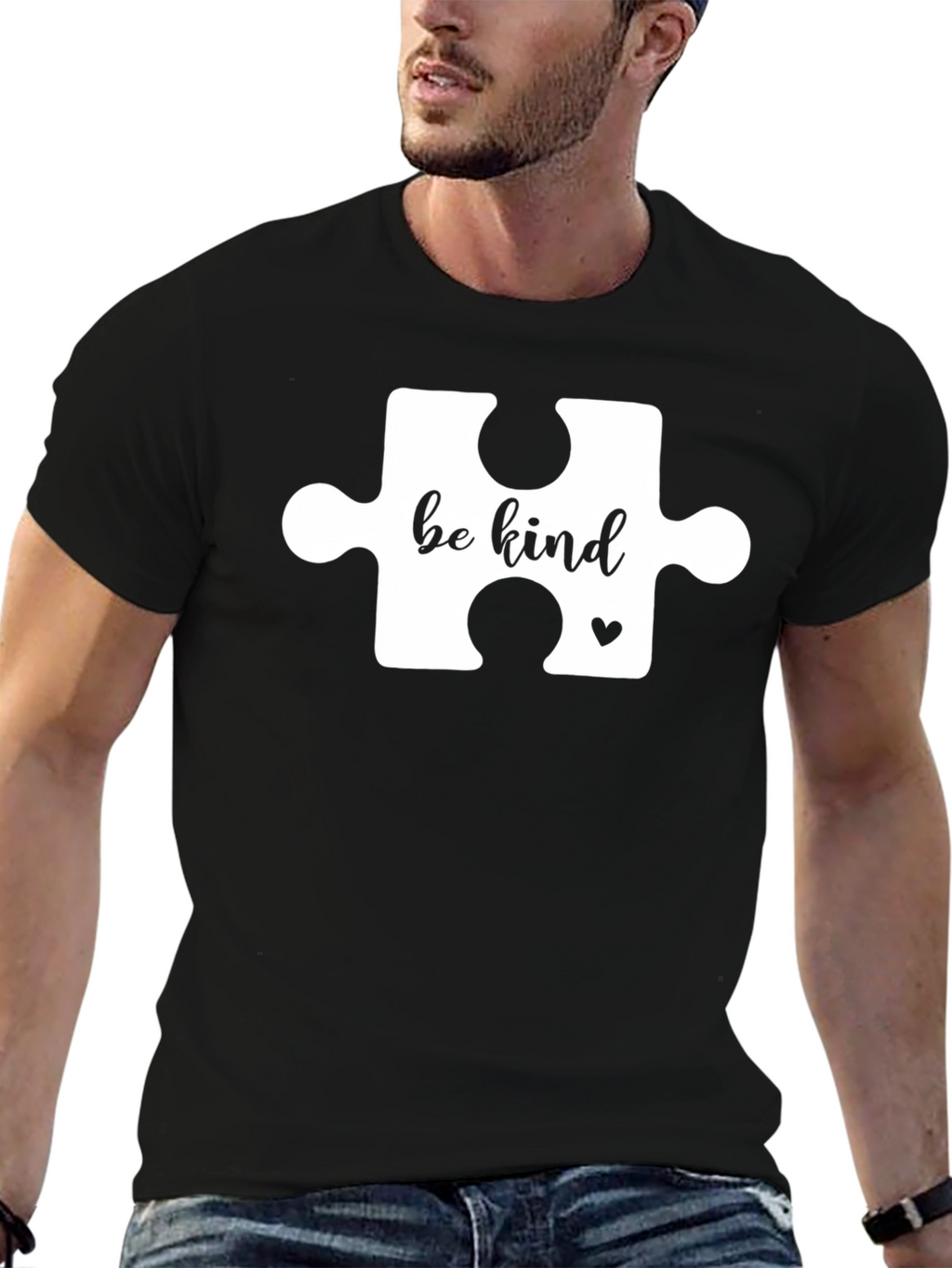 Be Kind Puzzle Piece T-Shirt - Black