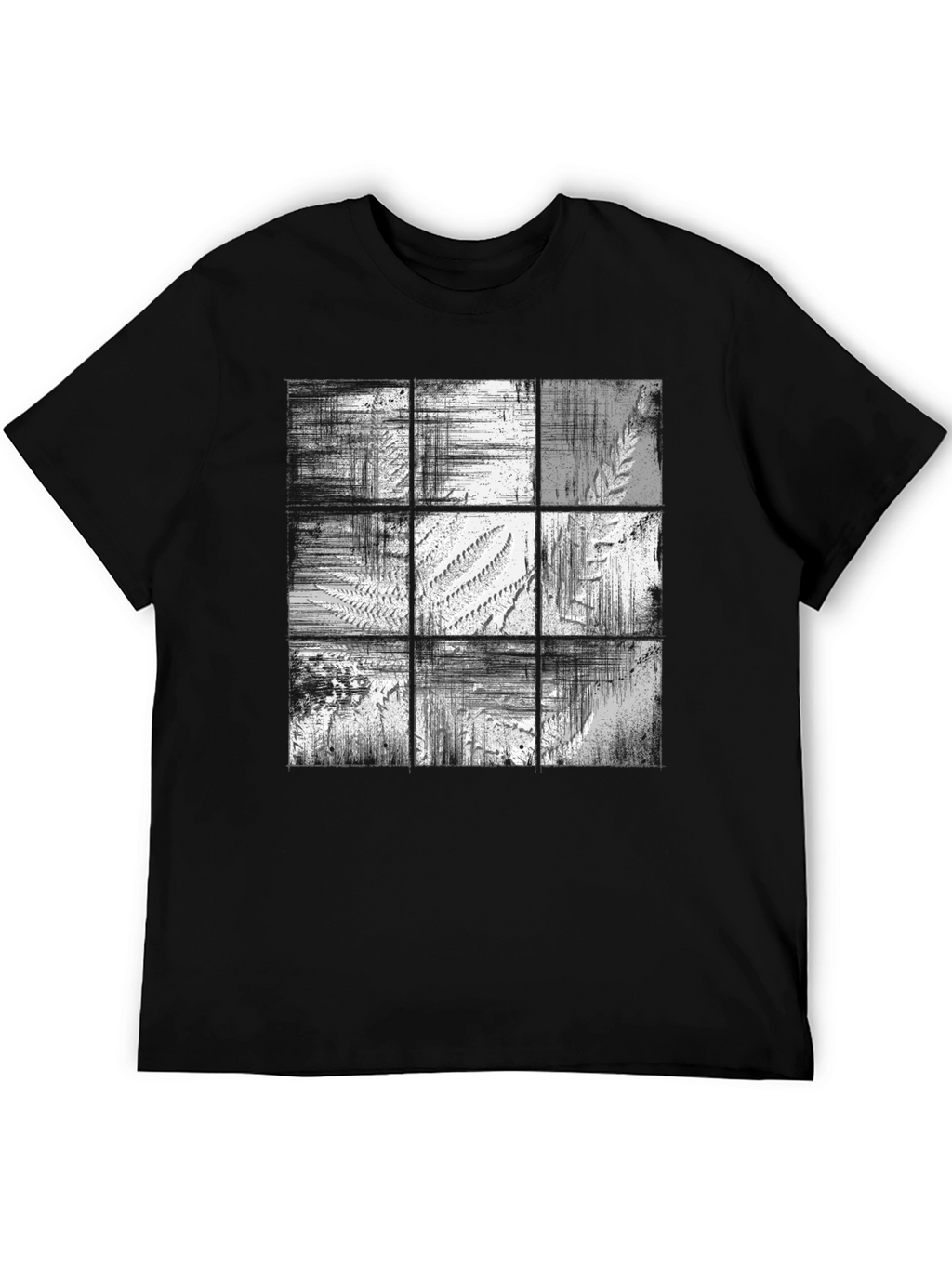 Grunge Fern Graphic Black T-Shirt