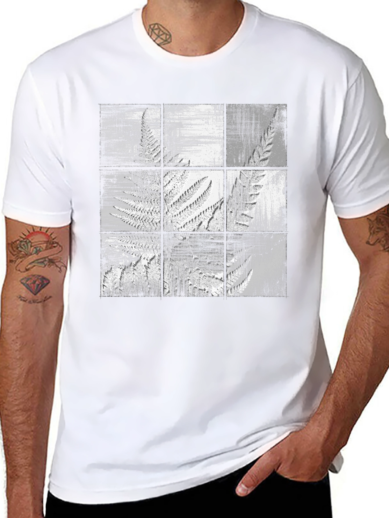 Grunge Fern Graphic Black T-Shirt