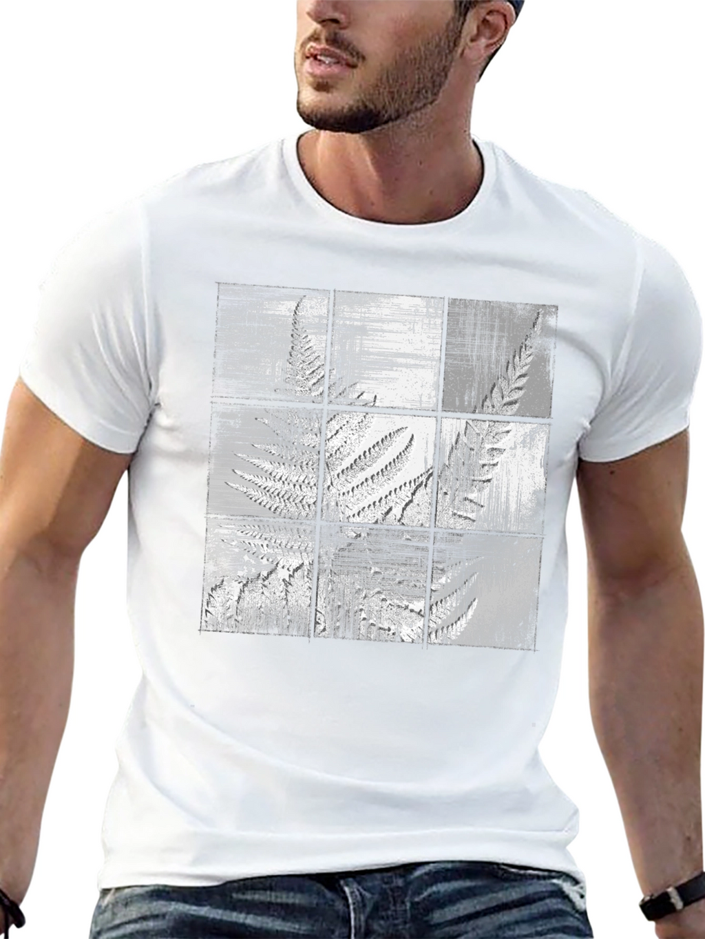 Grunge Fern Graphic Black T-Shirt