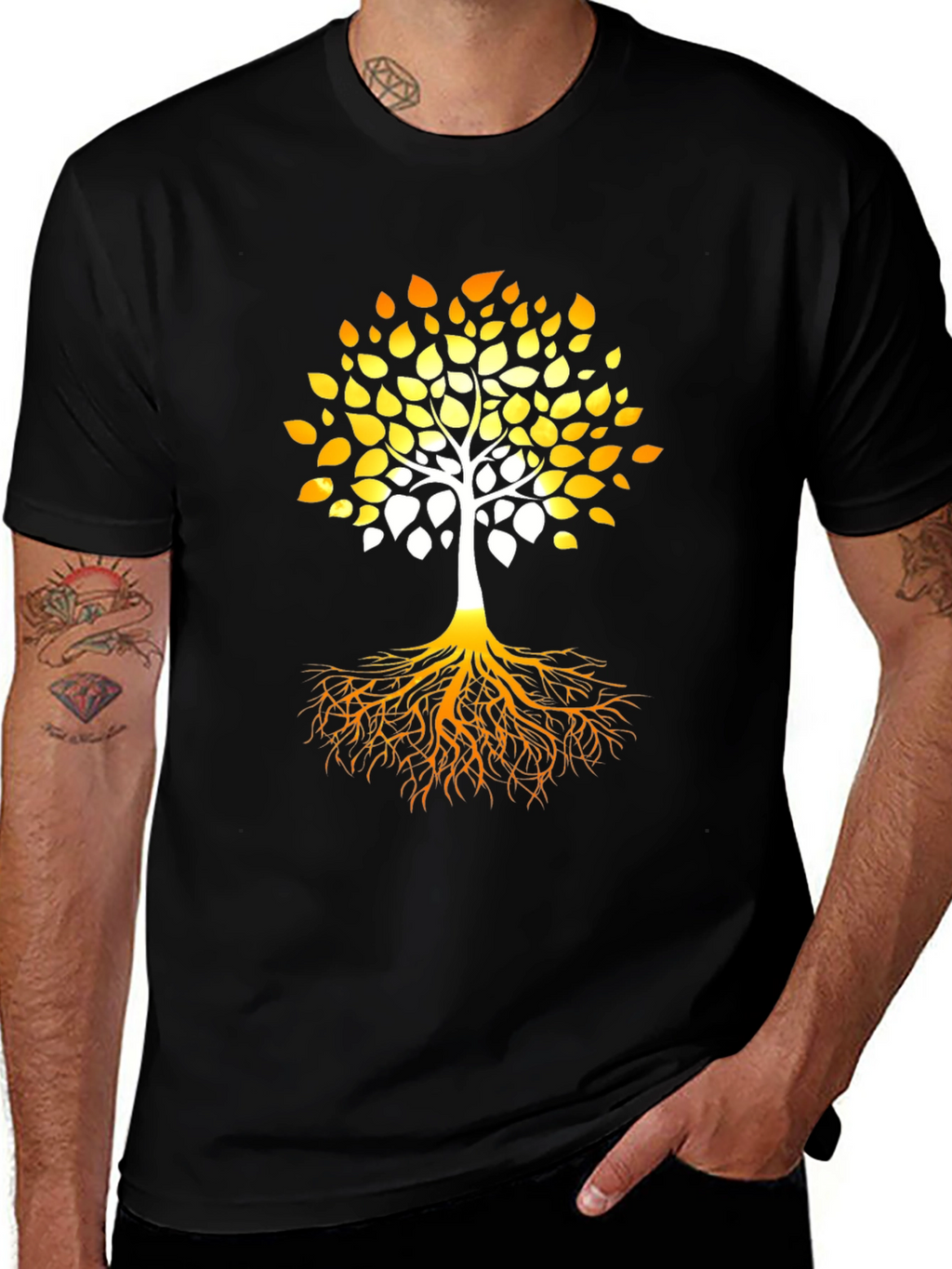 Tree of Life Graphic Print Black T-Shirt