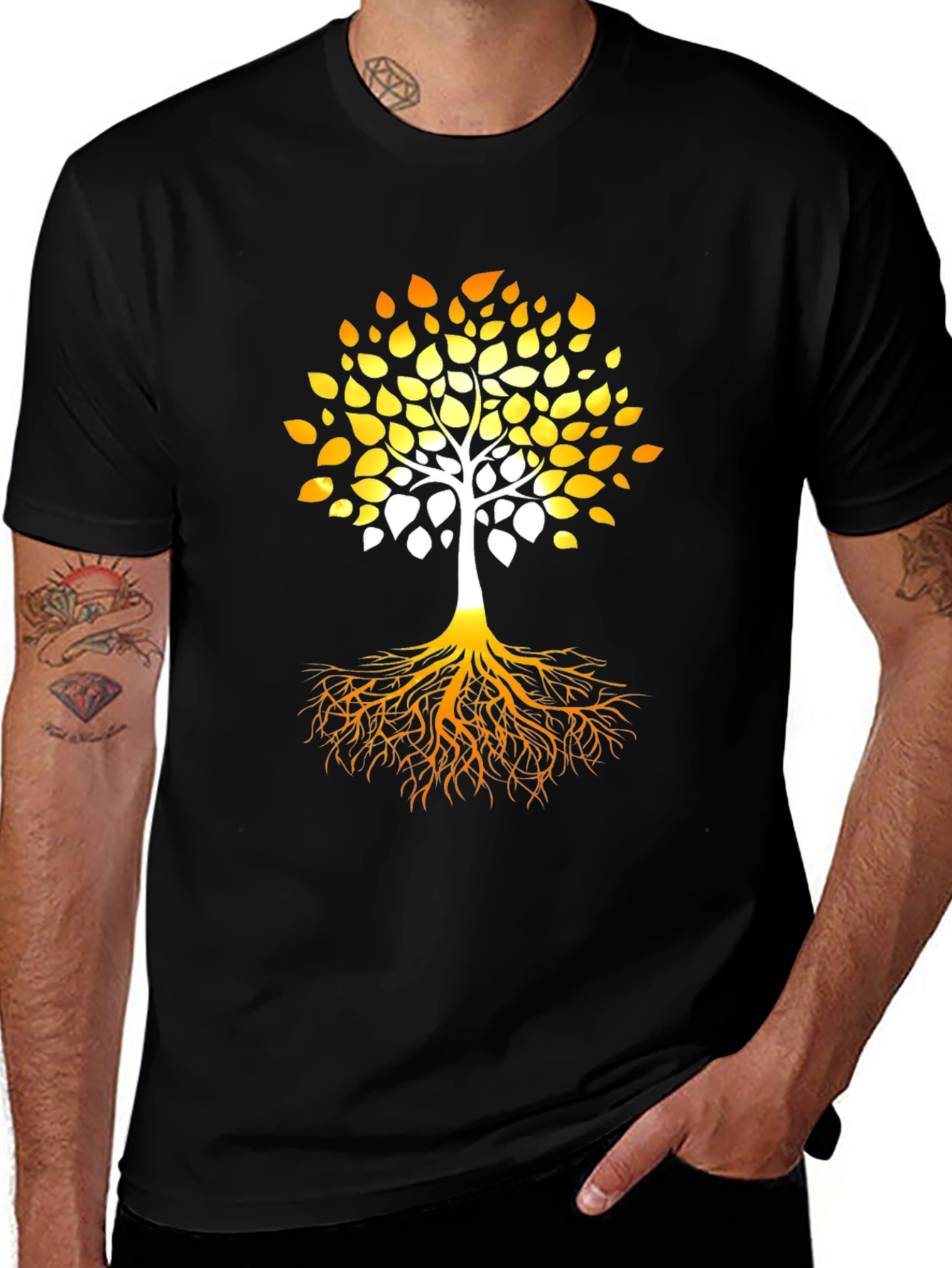 Tree of Life Graphic Print Black T-Shirt