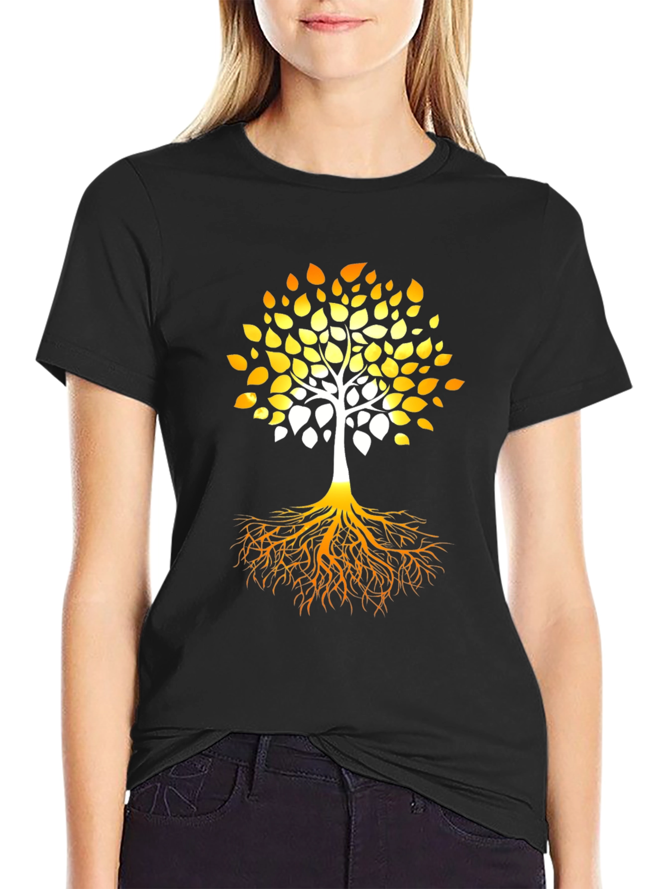 Tree of Life Graphic Print Black T-Shirt