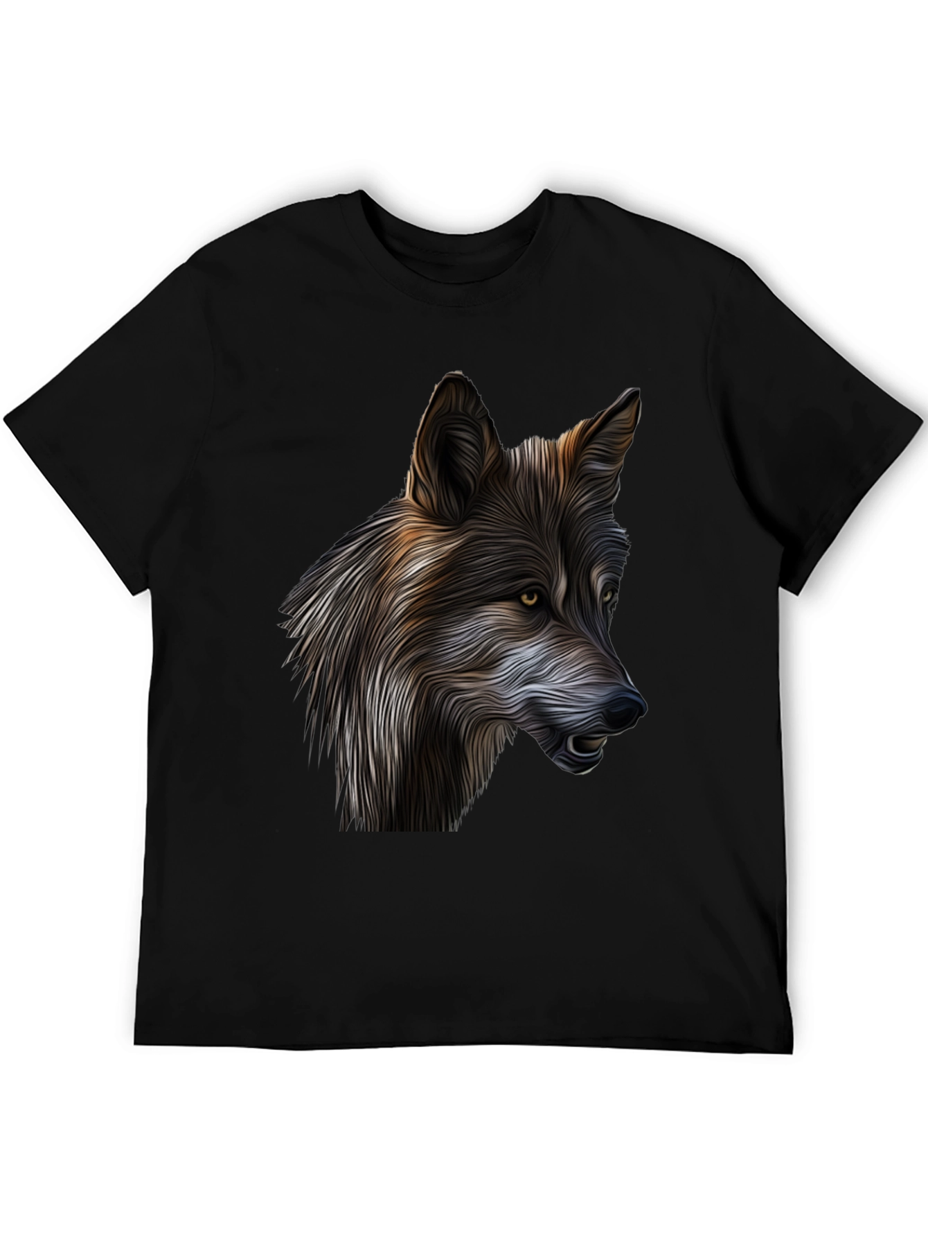 Wolf Graphic Print Black T-Shirt
