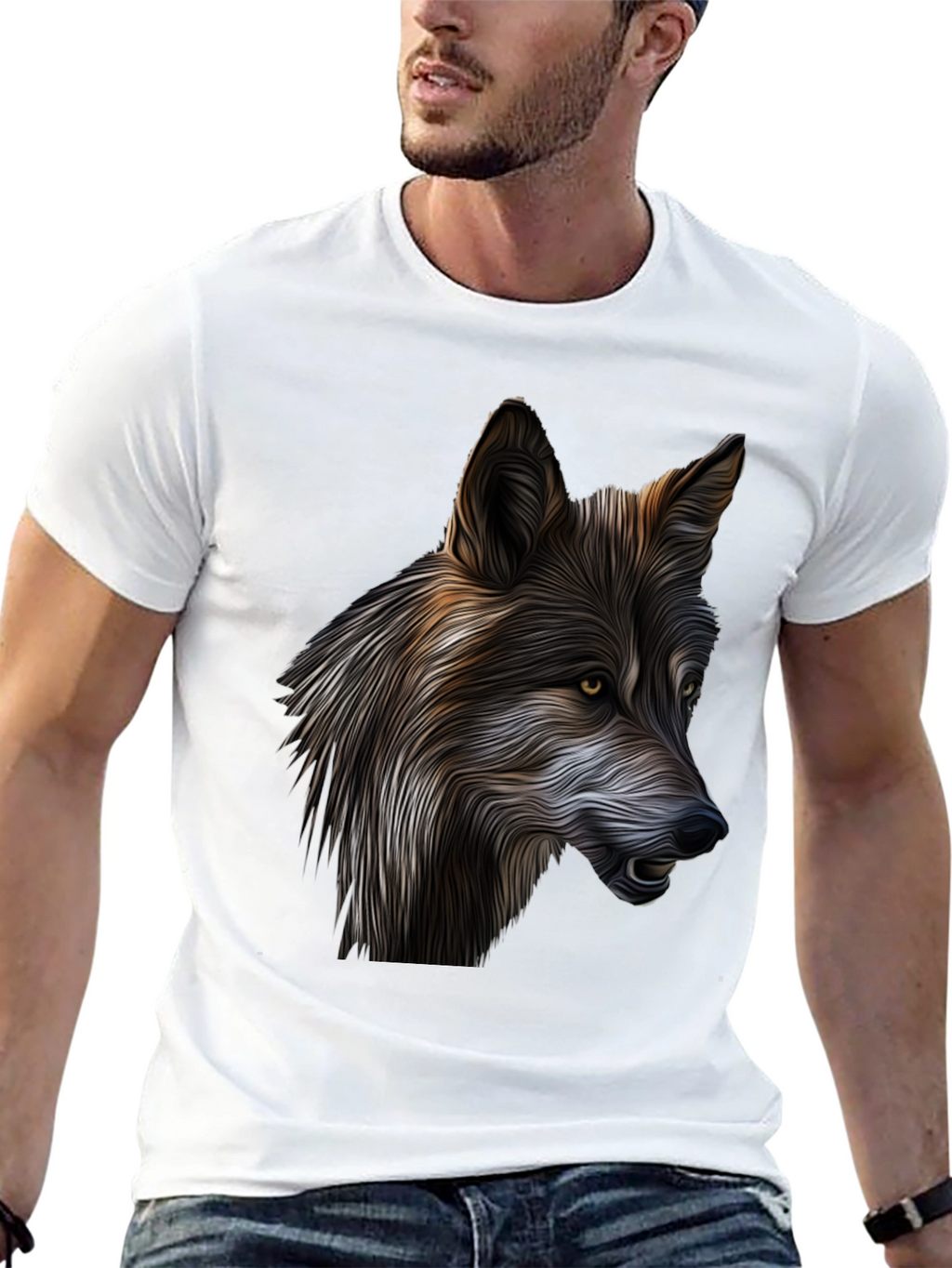 Wolf Graphic Print Black T-Shirt