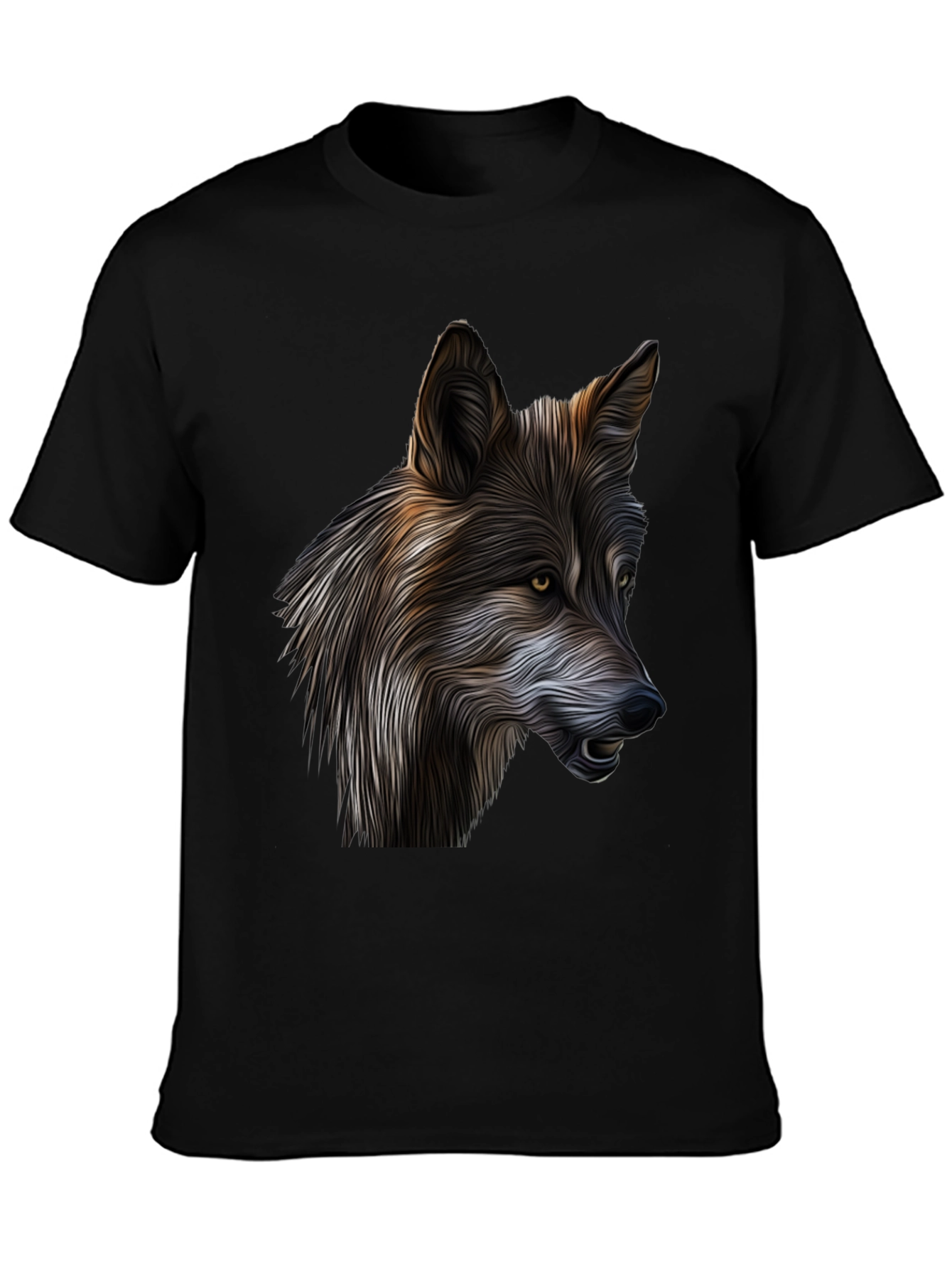 Wolf Graphic Print Black T-Shirt