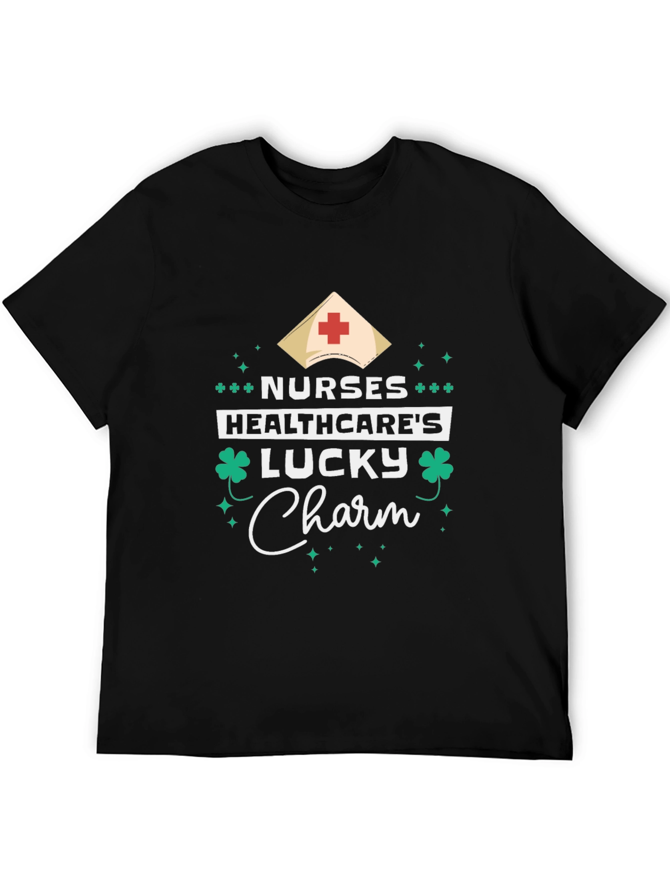 Nurses Healthcares Lucky Charm Black T-Shirt