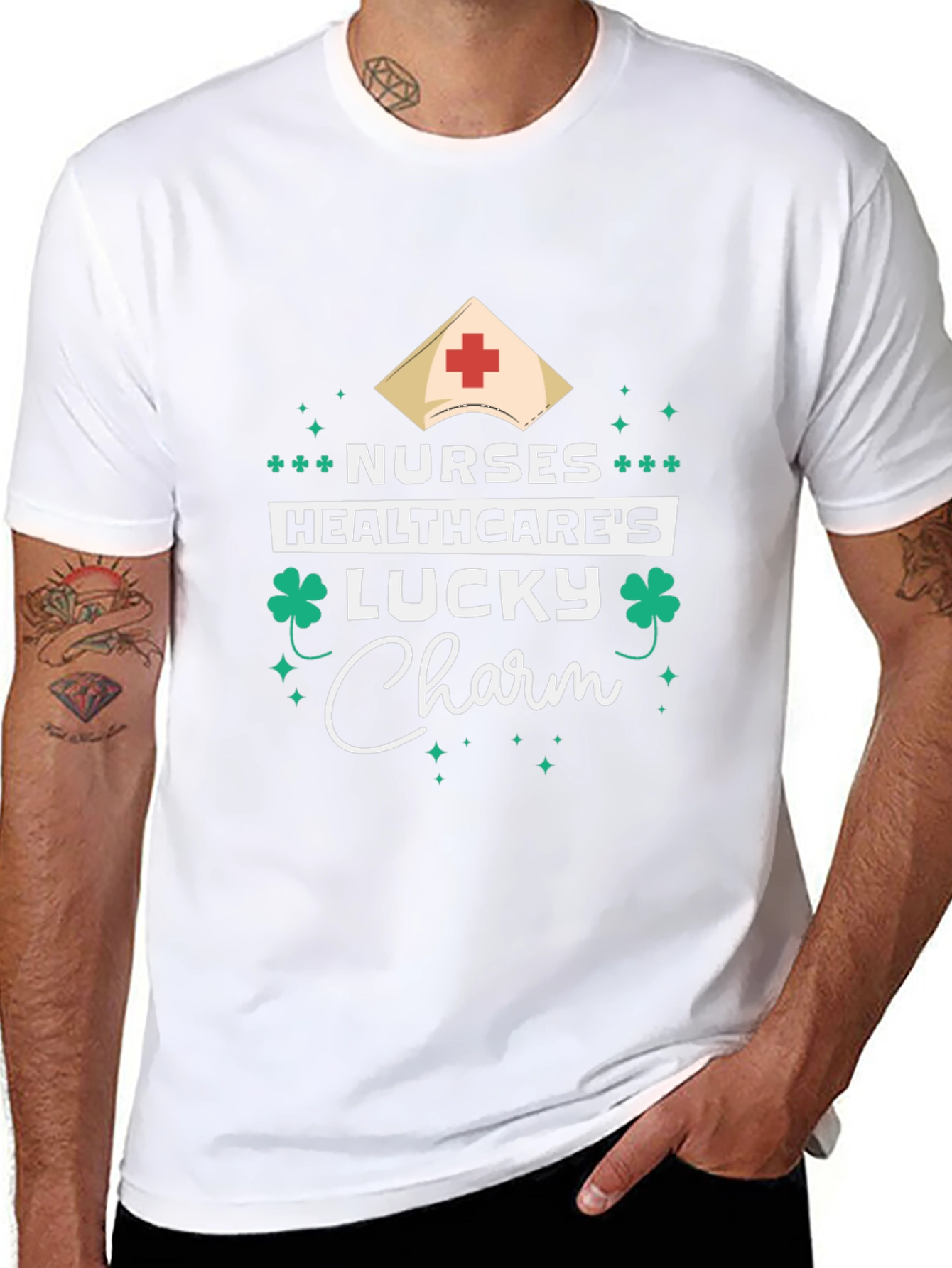 Nurses Healthcares Lucky Charm Black T-Shirt