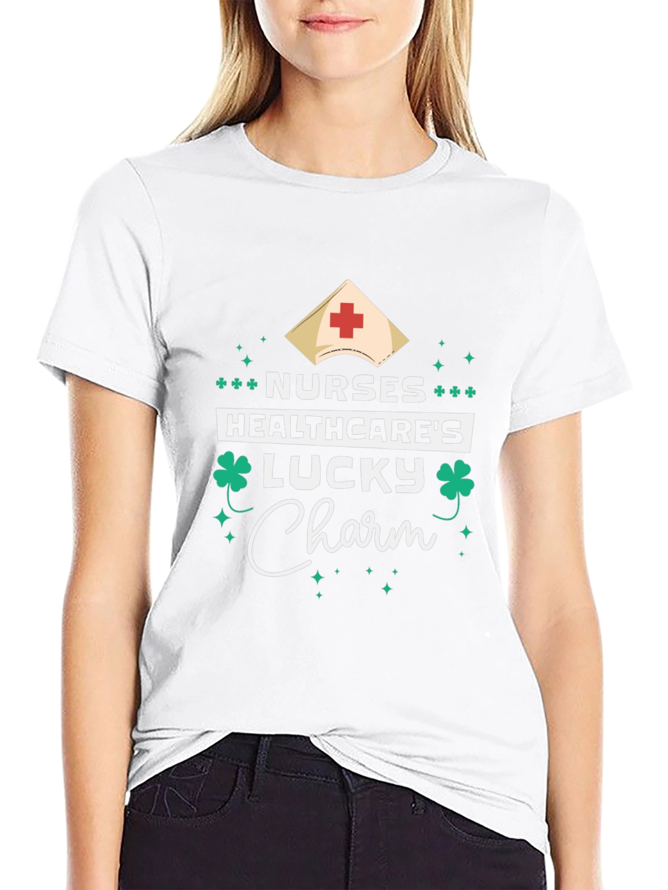 Nurses Healthcares Lucky Charm Black T-Shirt